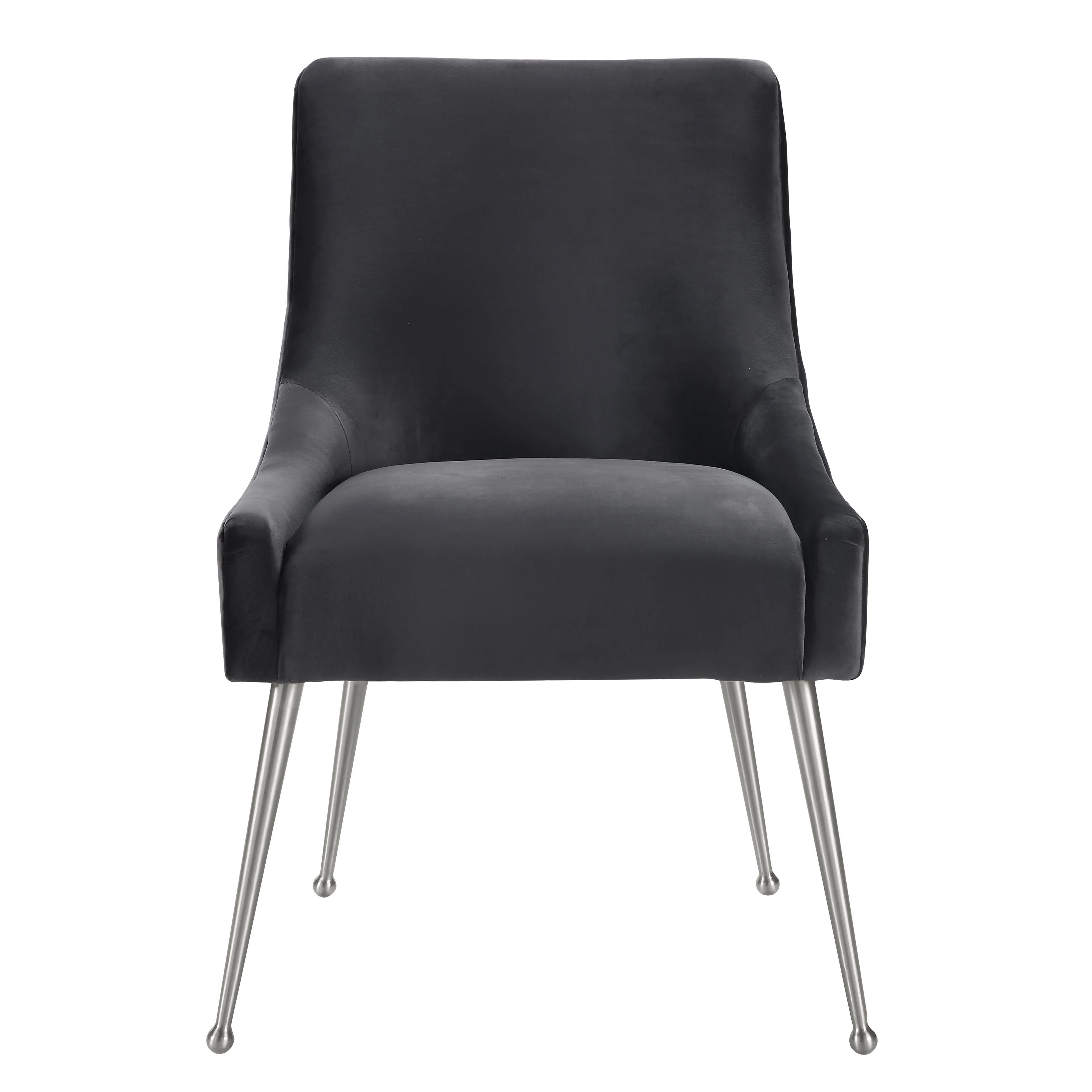 Beatrix Grey Velvet Side Chair with Silver Legs - Image 3