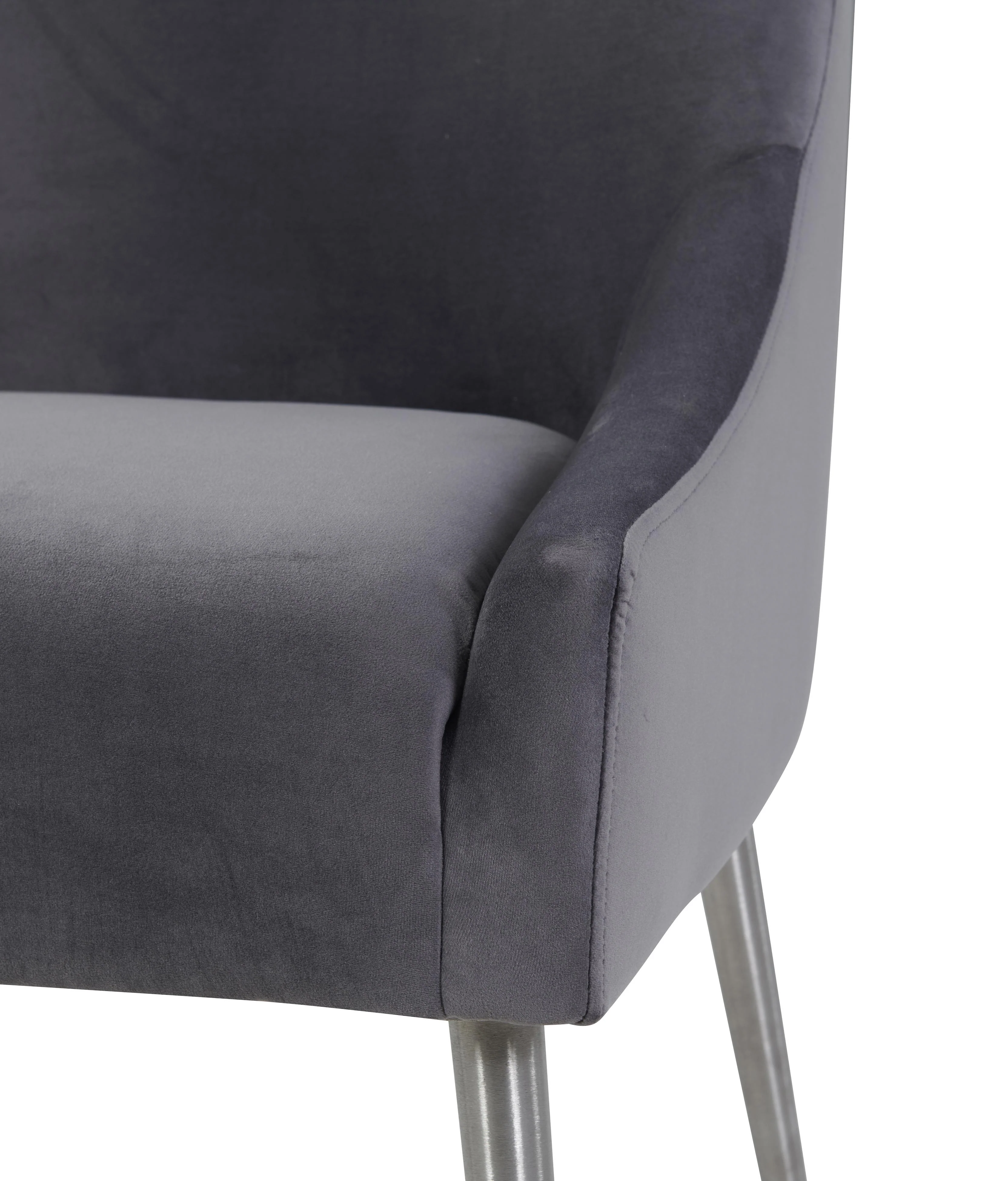 Beatrix Grey Velvet Side Chair with Silver Legs - Image 5