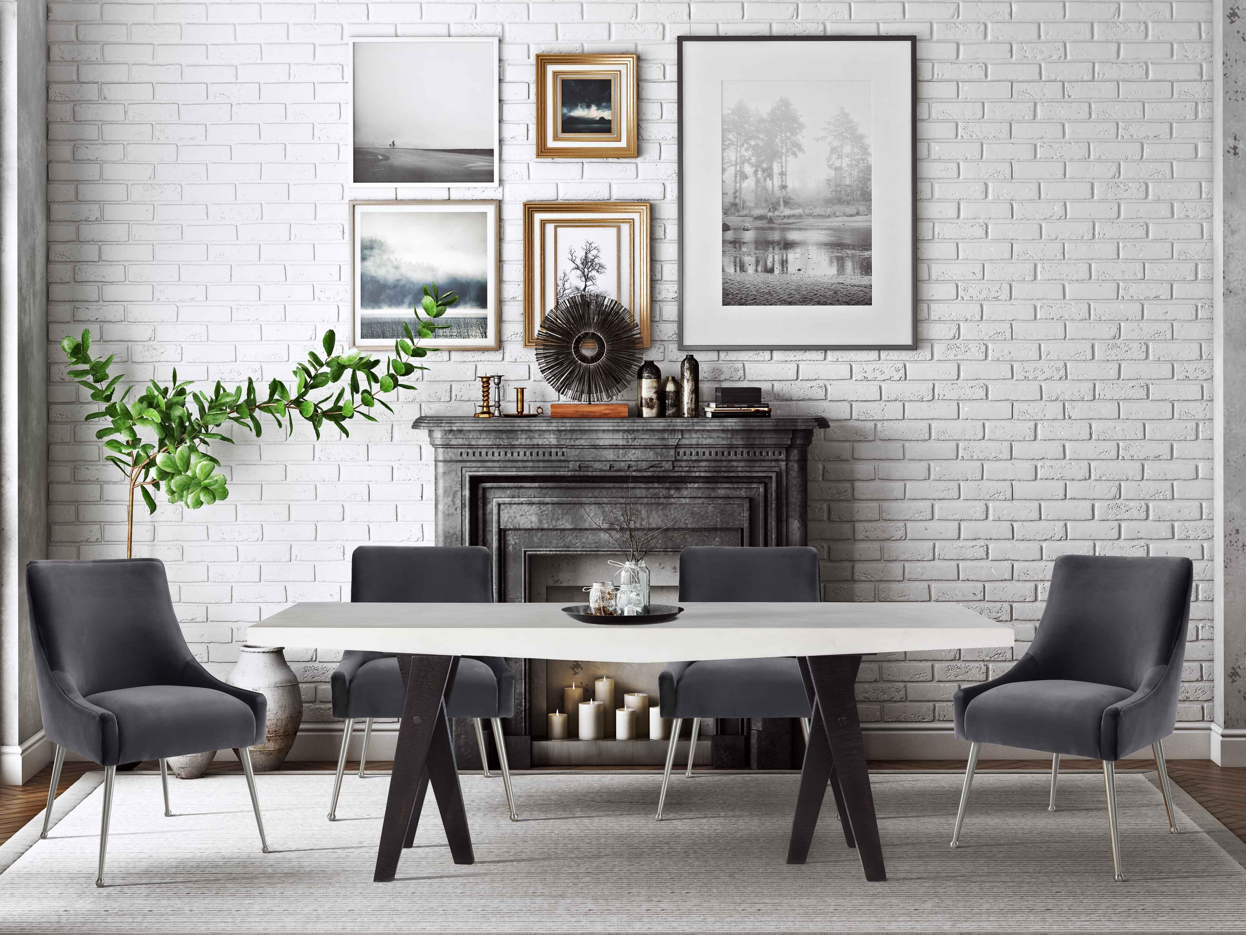 Beatrix Grey Velvet Side Chair with Silver Legs - Image 7