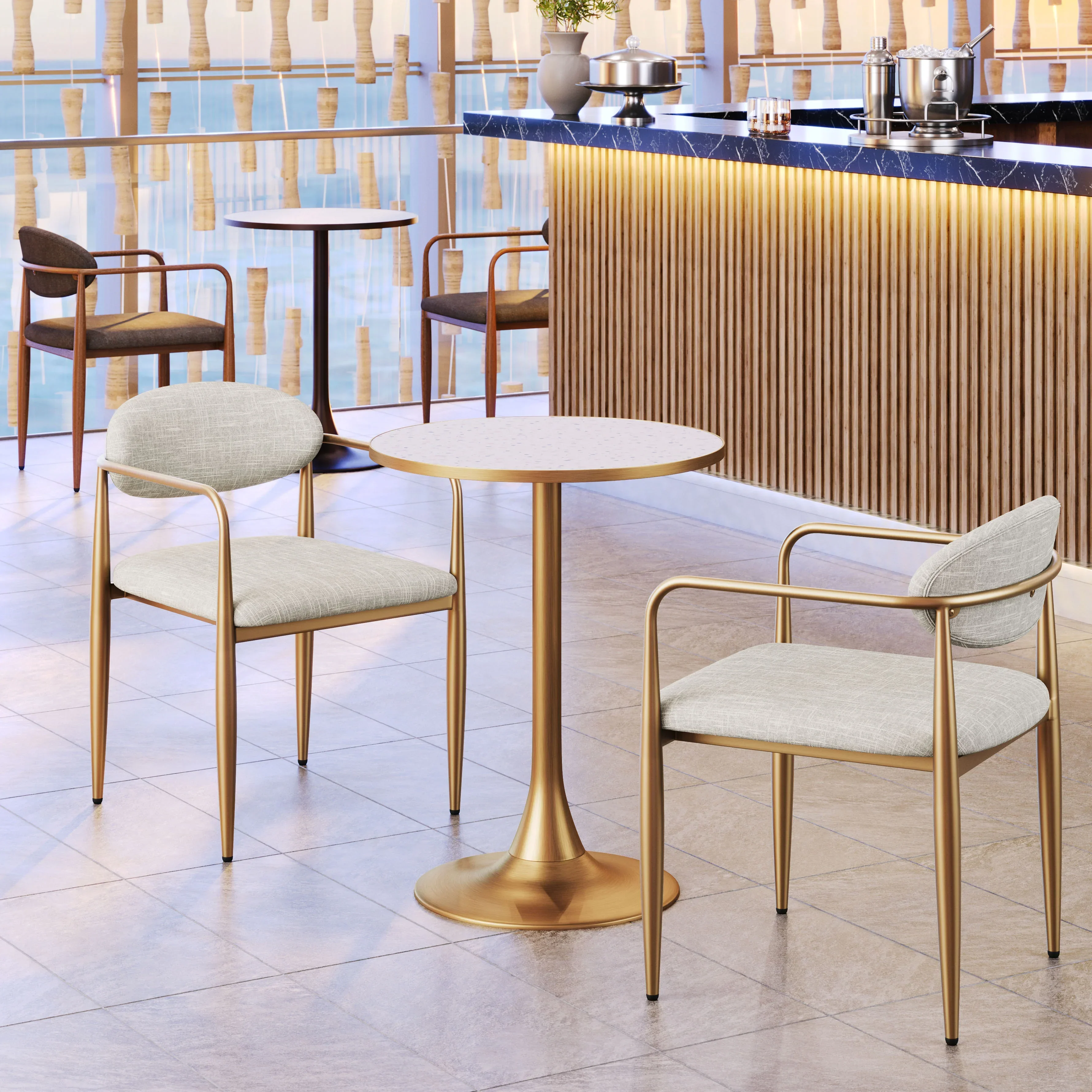 Bite Bistro Table Beige & Gold - Image 2