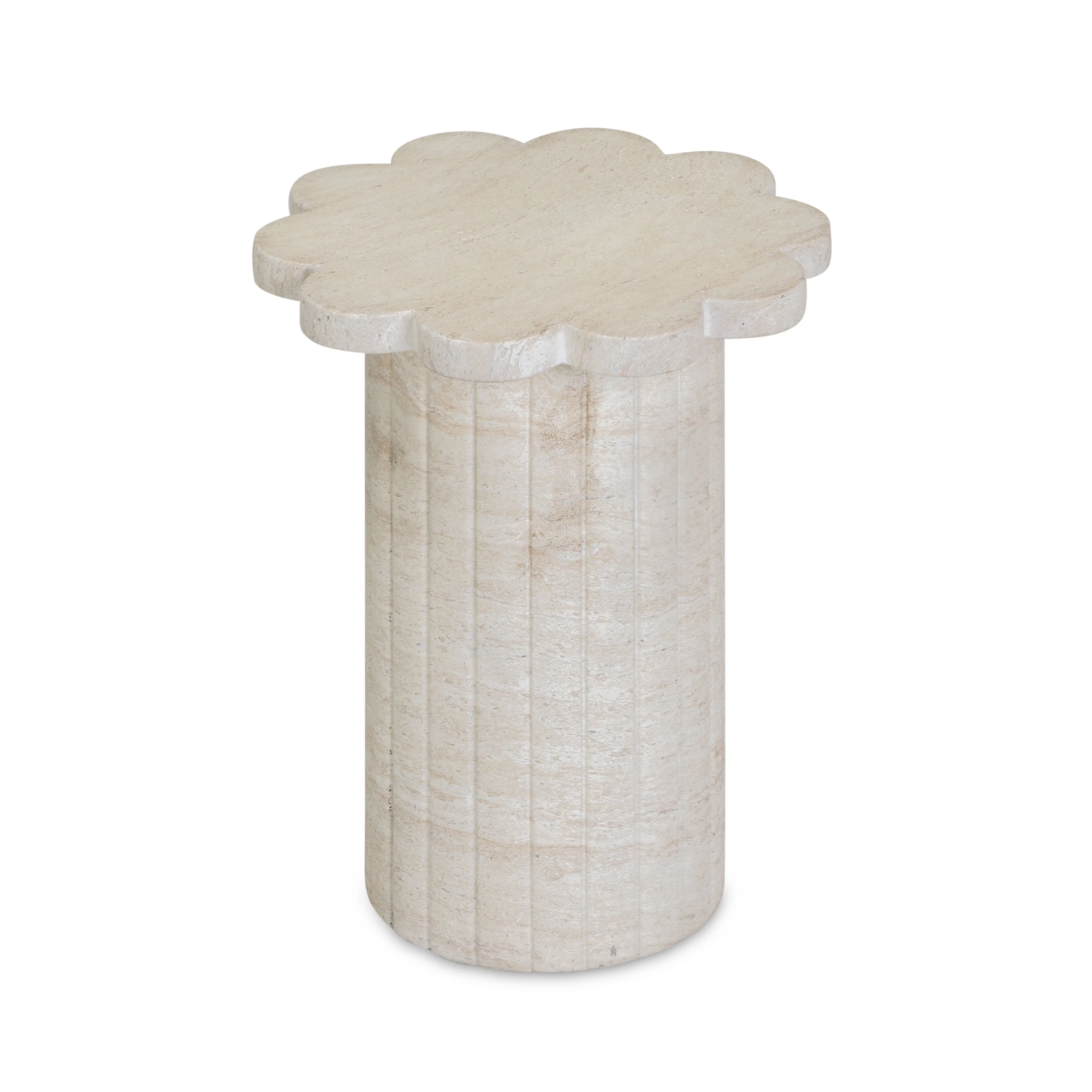 Blossom Faux Travertine Indoor/Outdoor Concrete Side Table - Image 4