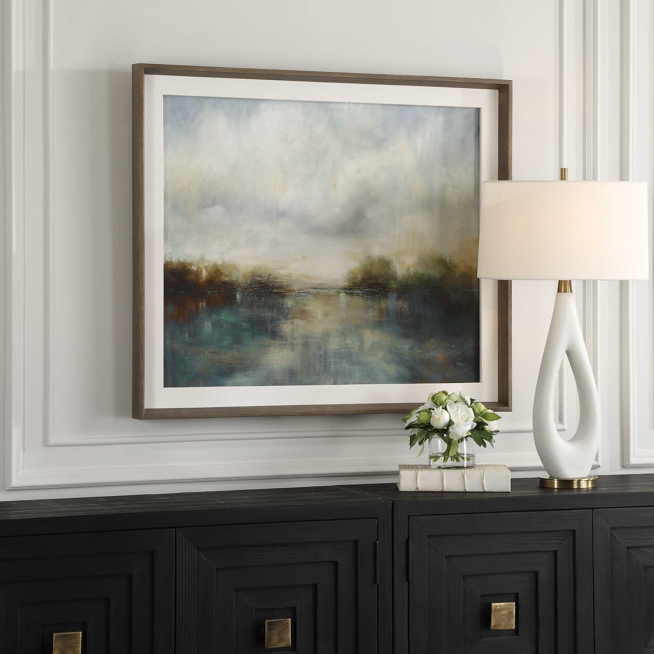 Blue Reverie Framed Abstract Lake Print - Image 3