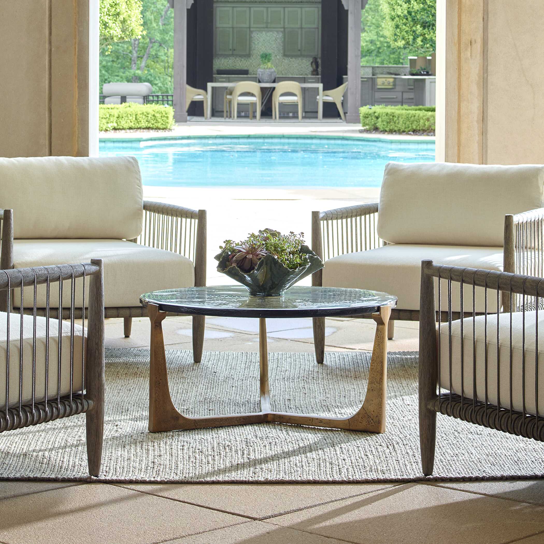 Bohdi Outdoor Brass Coffee Table - Image 2
