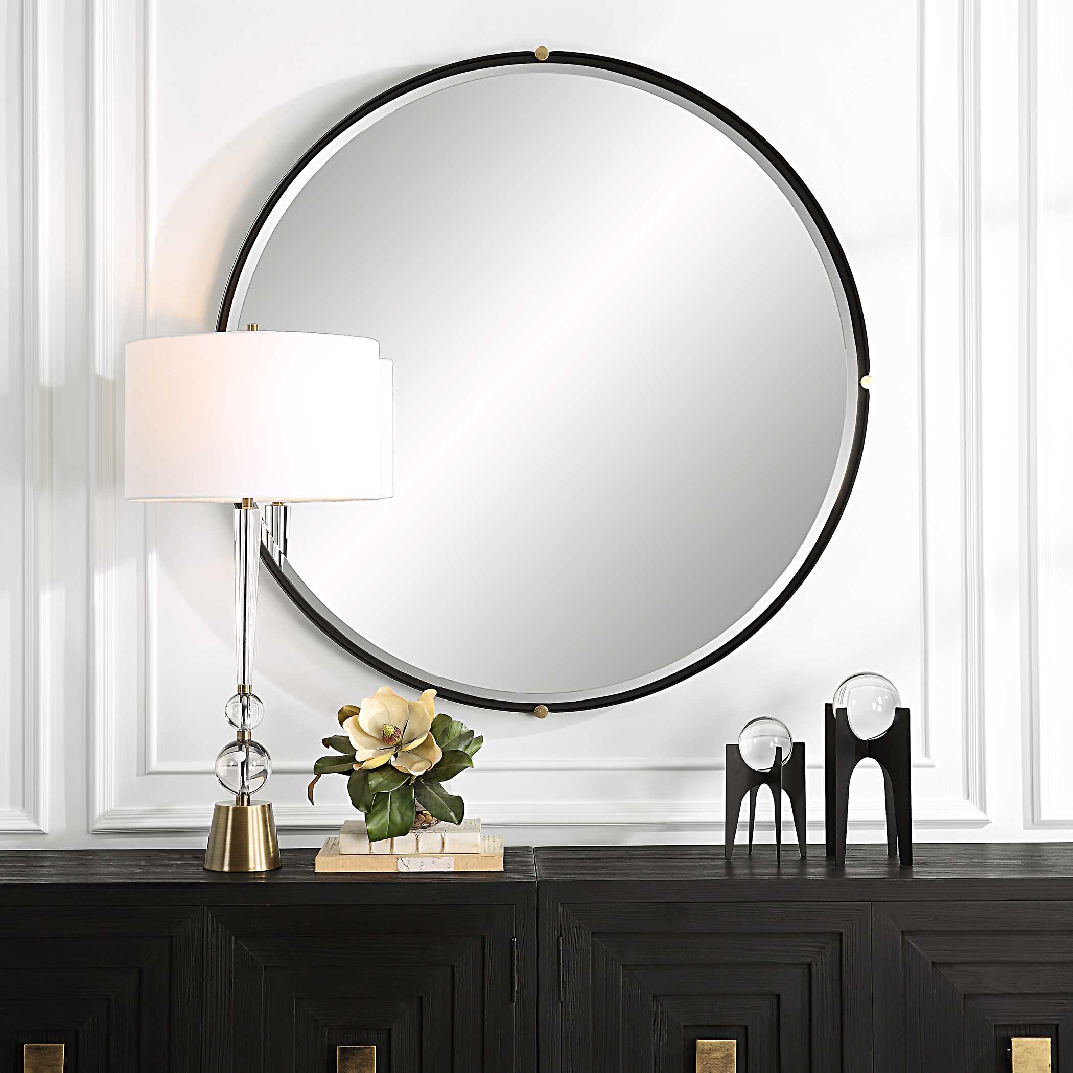 Bonded Round Black Mirror - Image 3