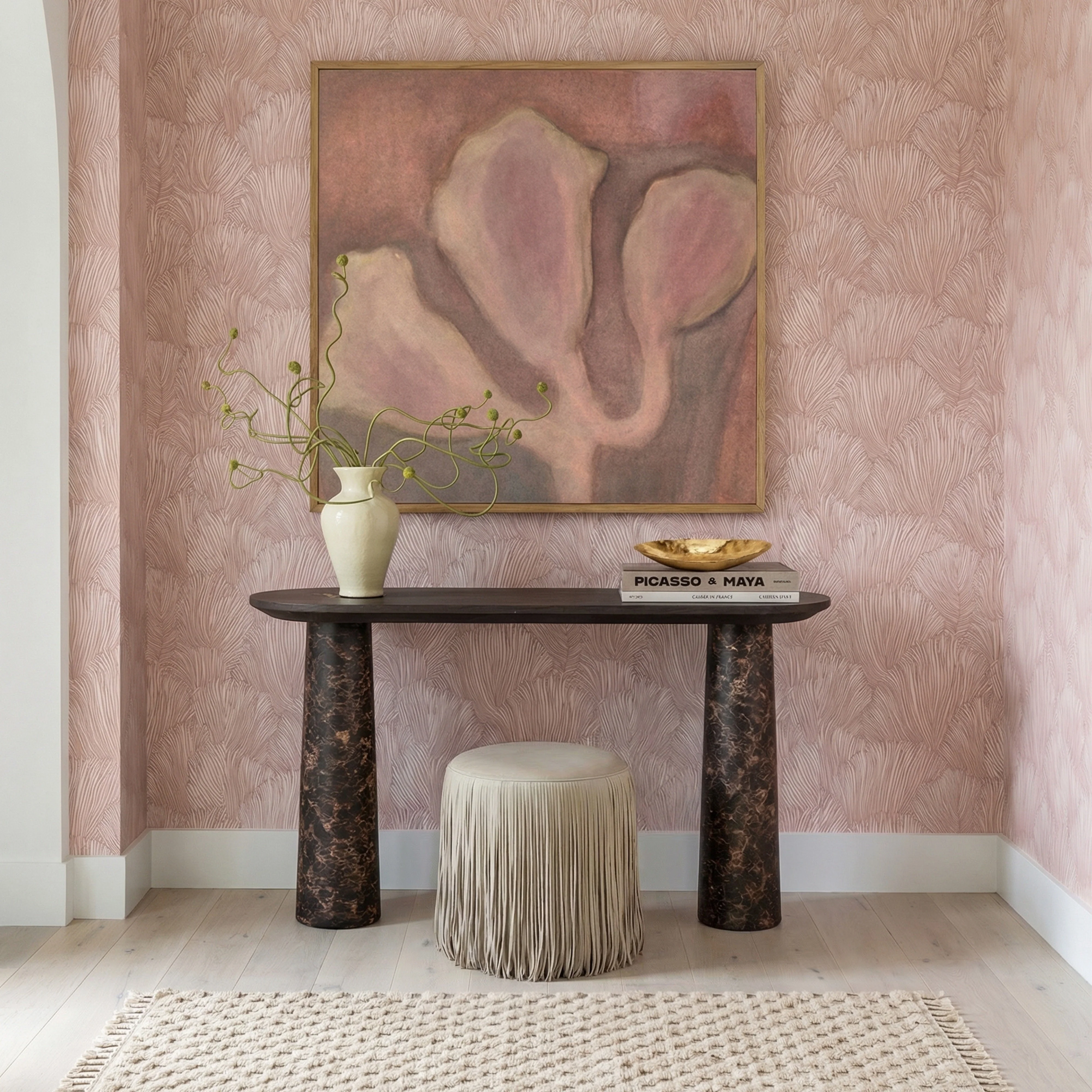 Braya 50" Faux Emperador Marble Console Table - Image 2