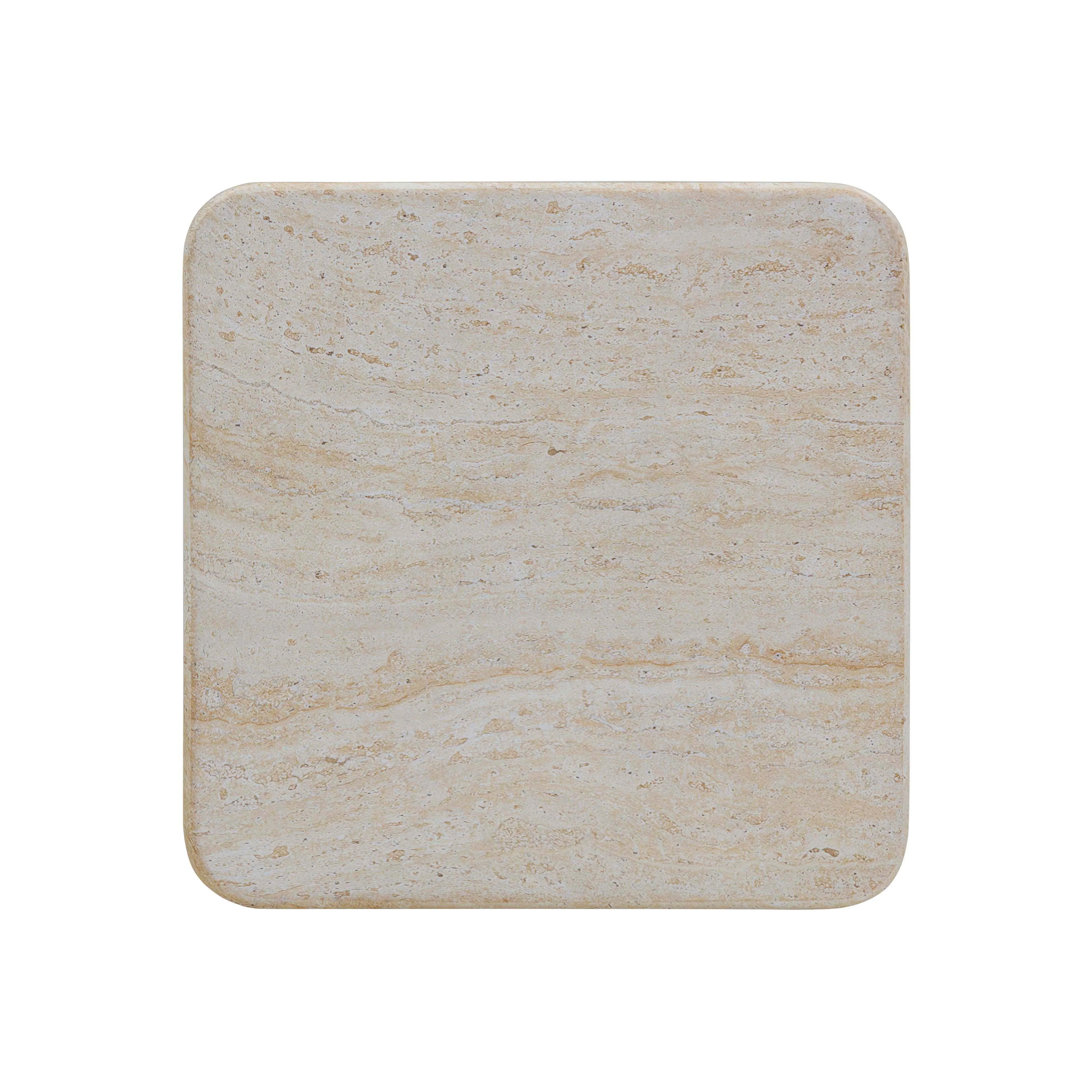 Brut Faux Travertine &amp; Breccia Concrete Indoor/Outdoor Side Table - Image 4