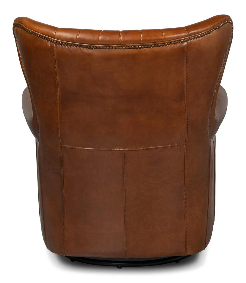 Bugatti Leather Swivel Chair - Image 5