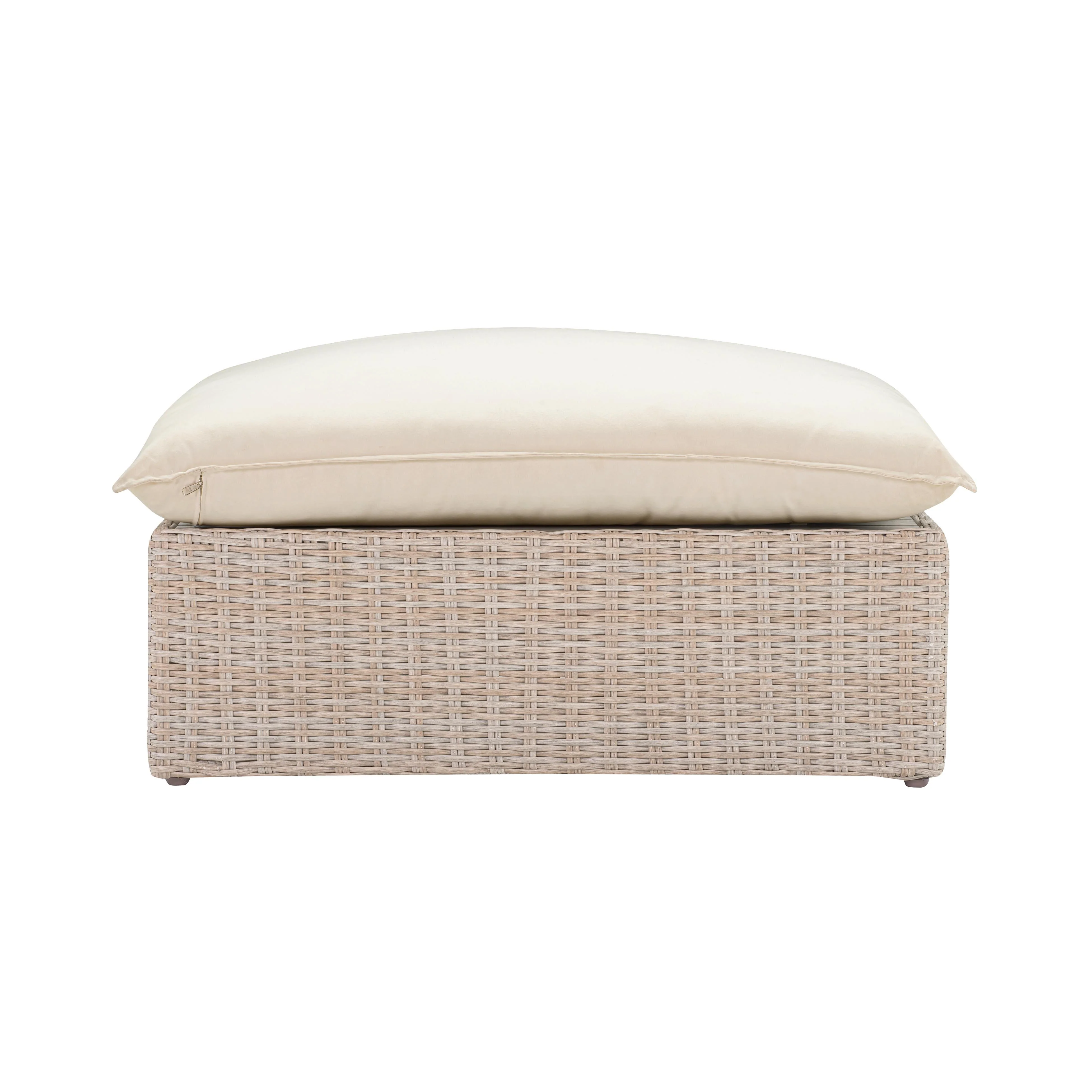 Cali 39" Natural Wicker Outdoor Ottoman / Coffee Table - Image 4