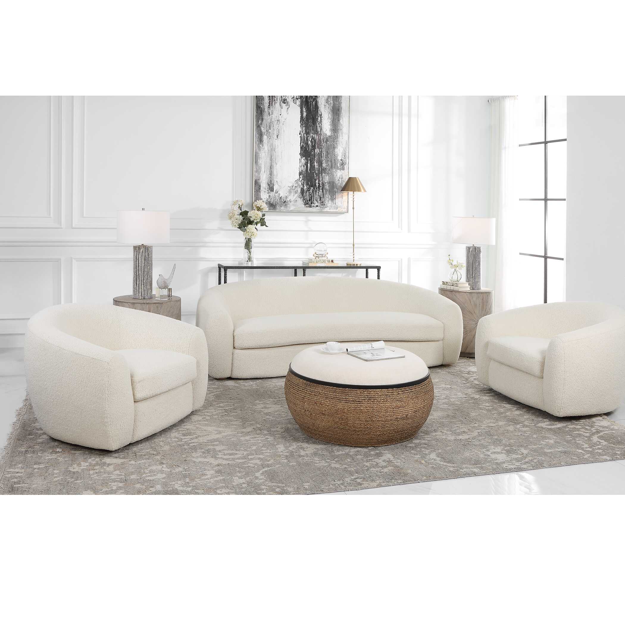 Capra Art Deco White Swivel Chair - Image 5