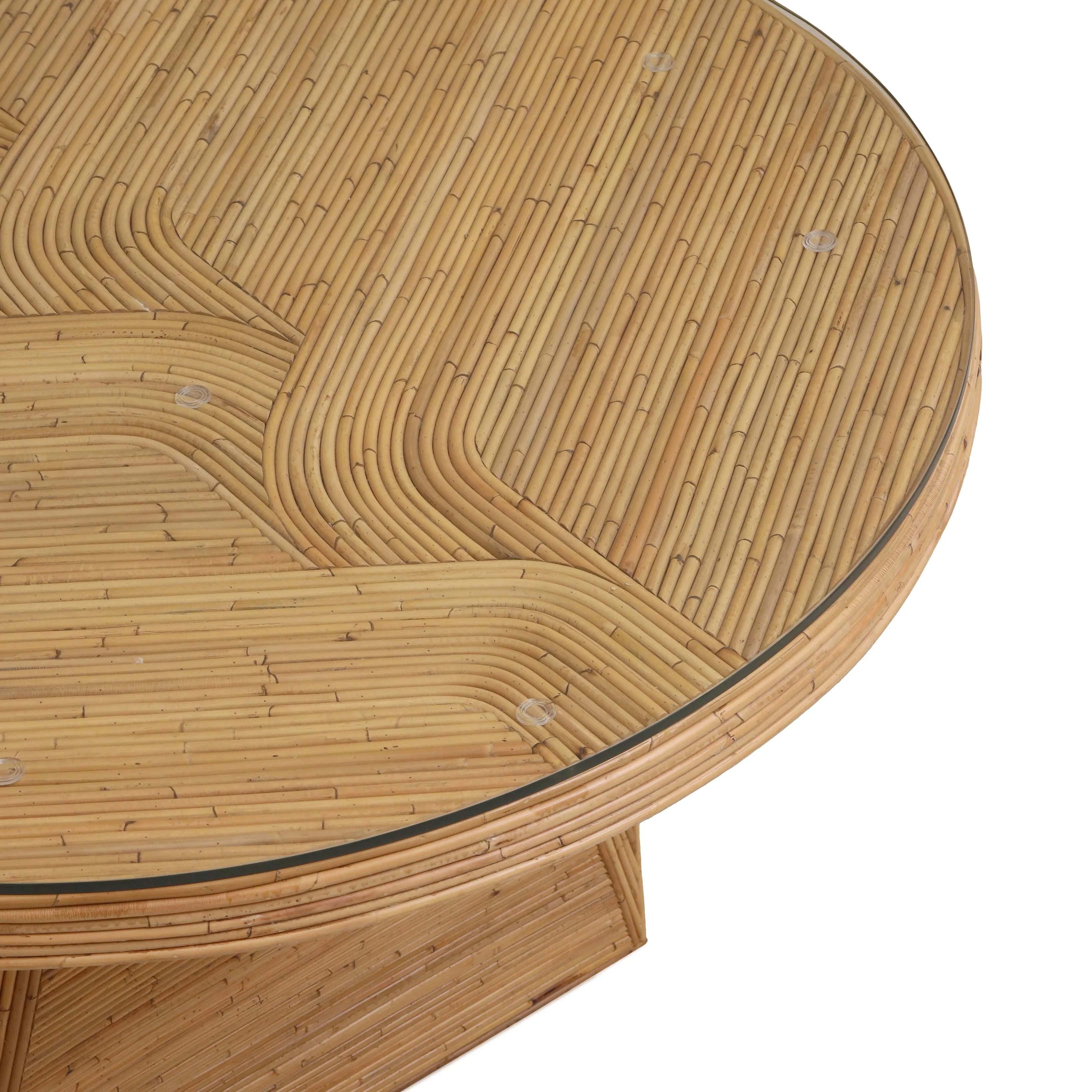 Caren Natural Rattan and Glass Oval Dining Table - Image 8