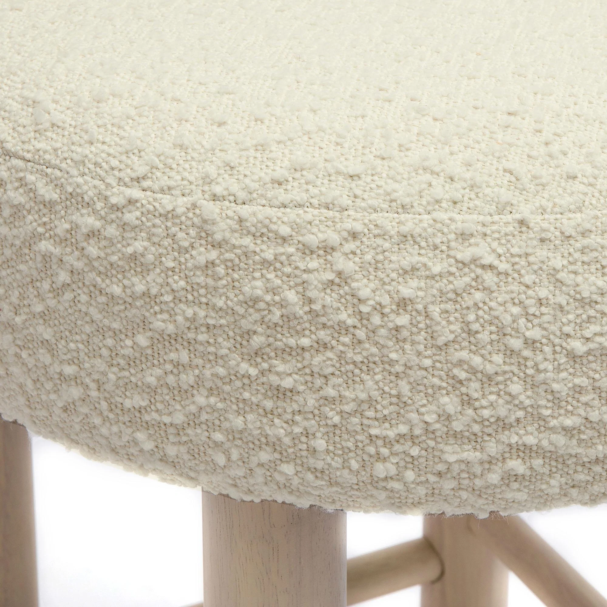 Carmel Cream Performance Boucle and Solid Wood Counter Stool - Image 6