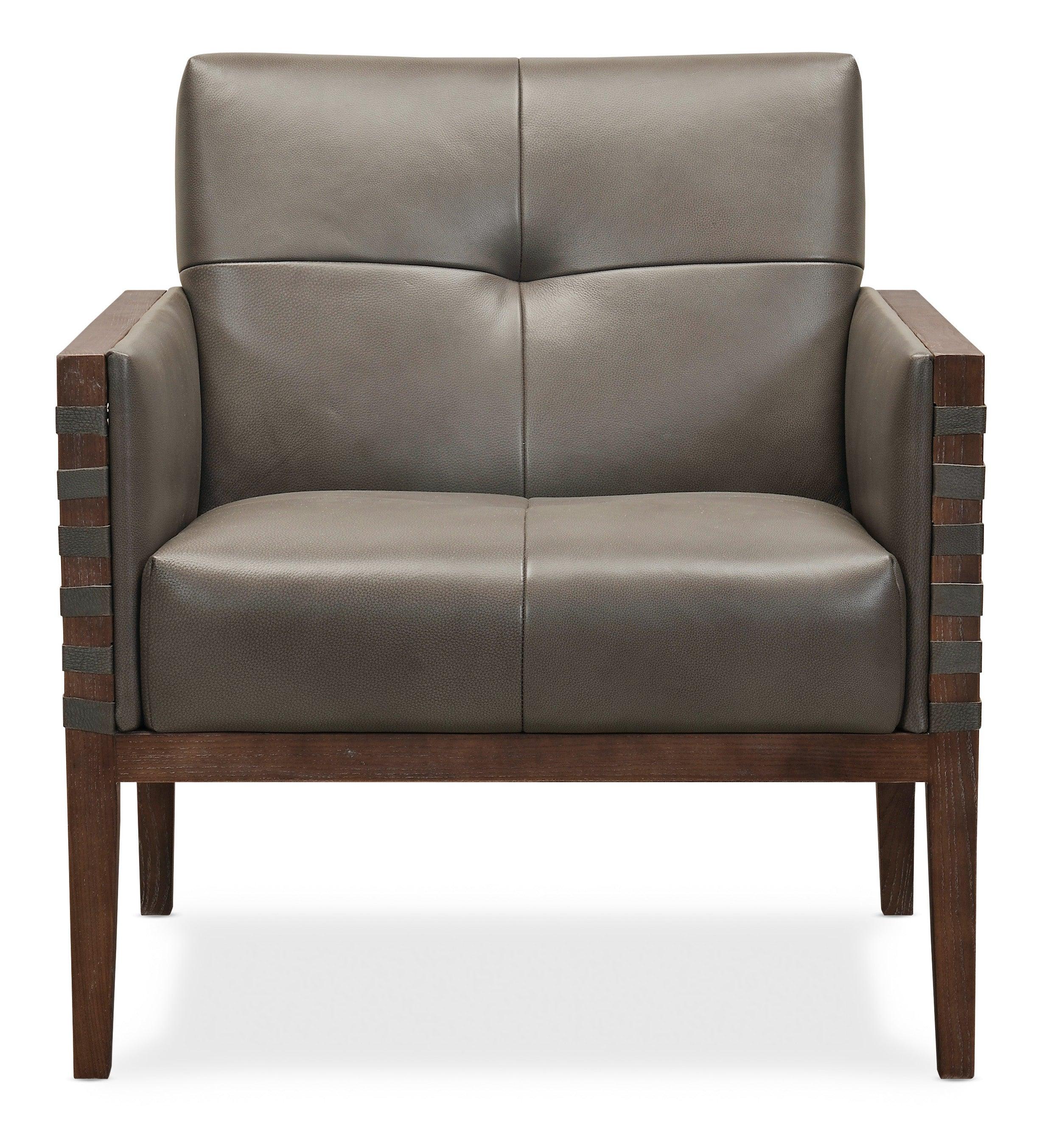 Carverdale Leather Club Chair withWood Frame - Image 5