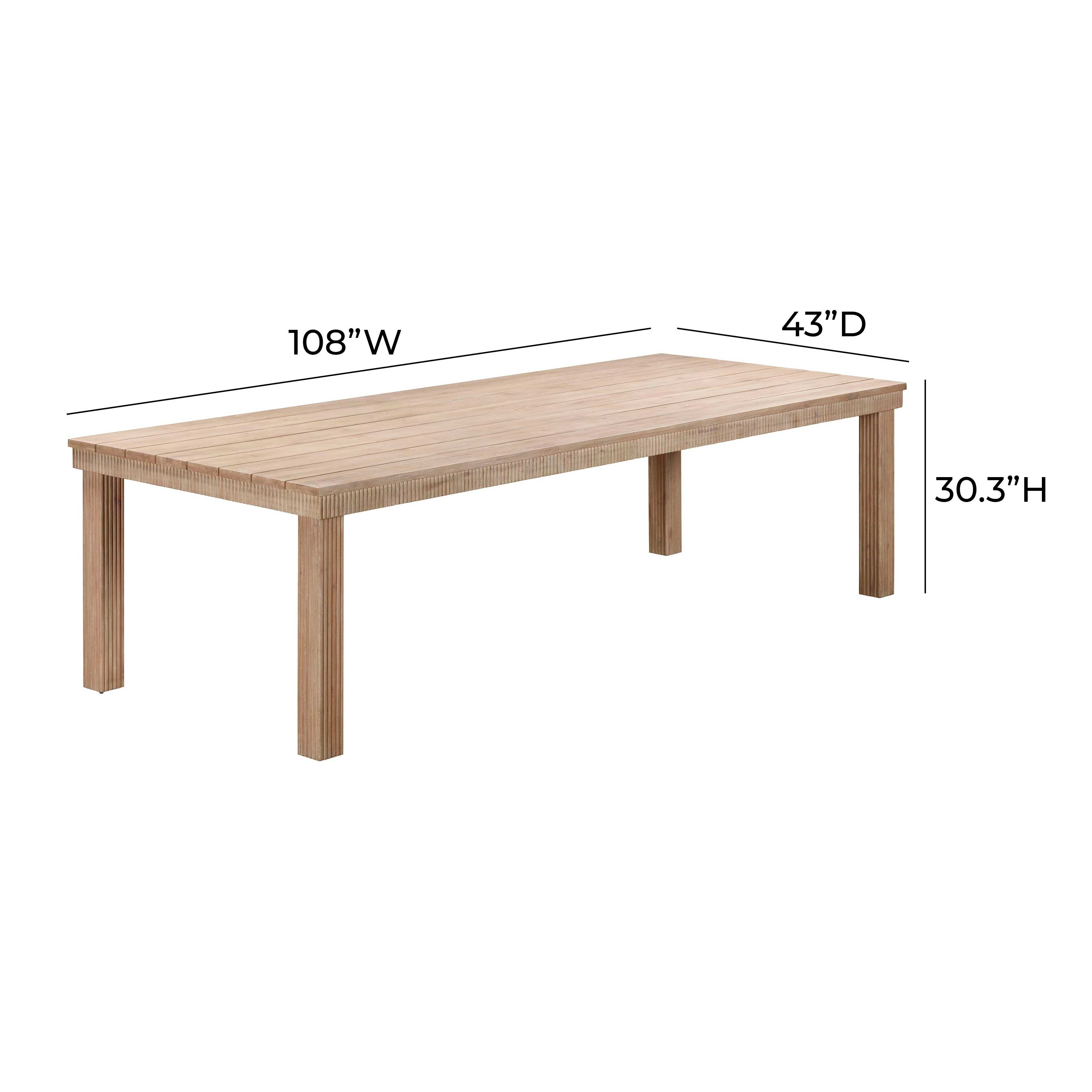 Cassie Natural 108 Inch Rectangular Outdoor Dining Table - Image 7