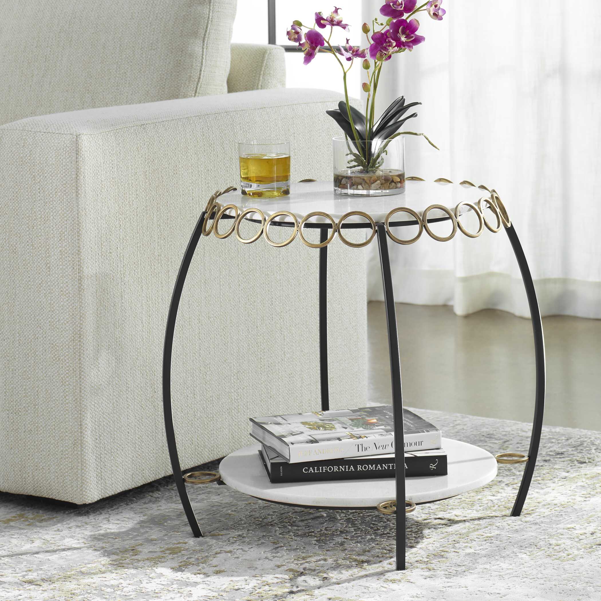 Chainlink White Marble Side Table - Image 2