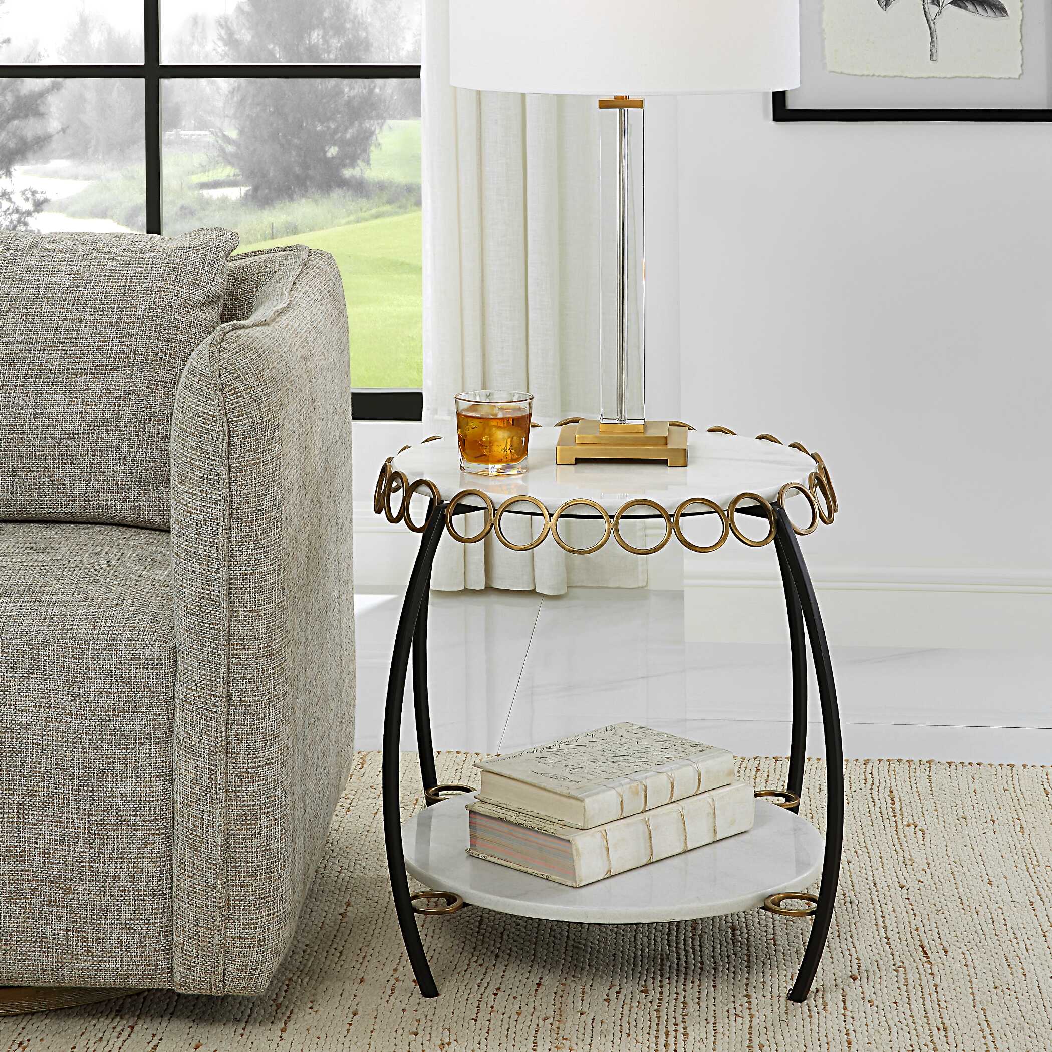 Chainlink White Marble Side Table - Image 3