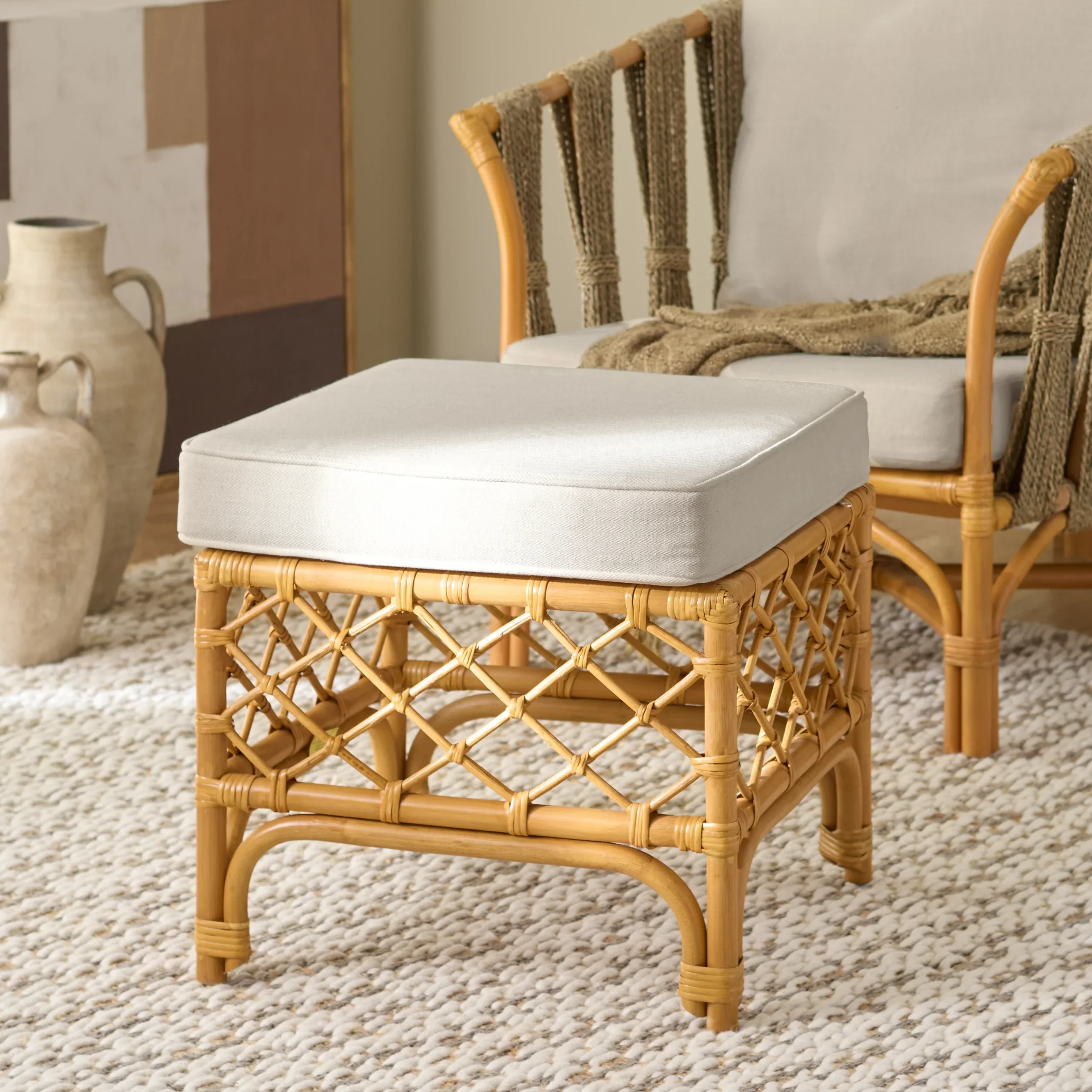 Cherilynn Rattan Pole Ottoman - Image 2