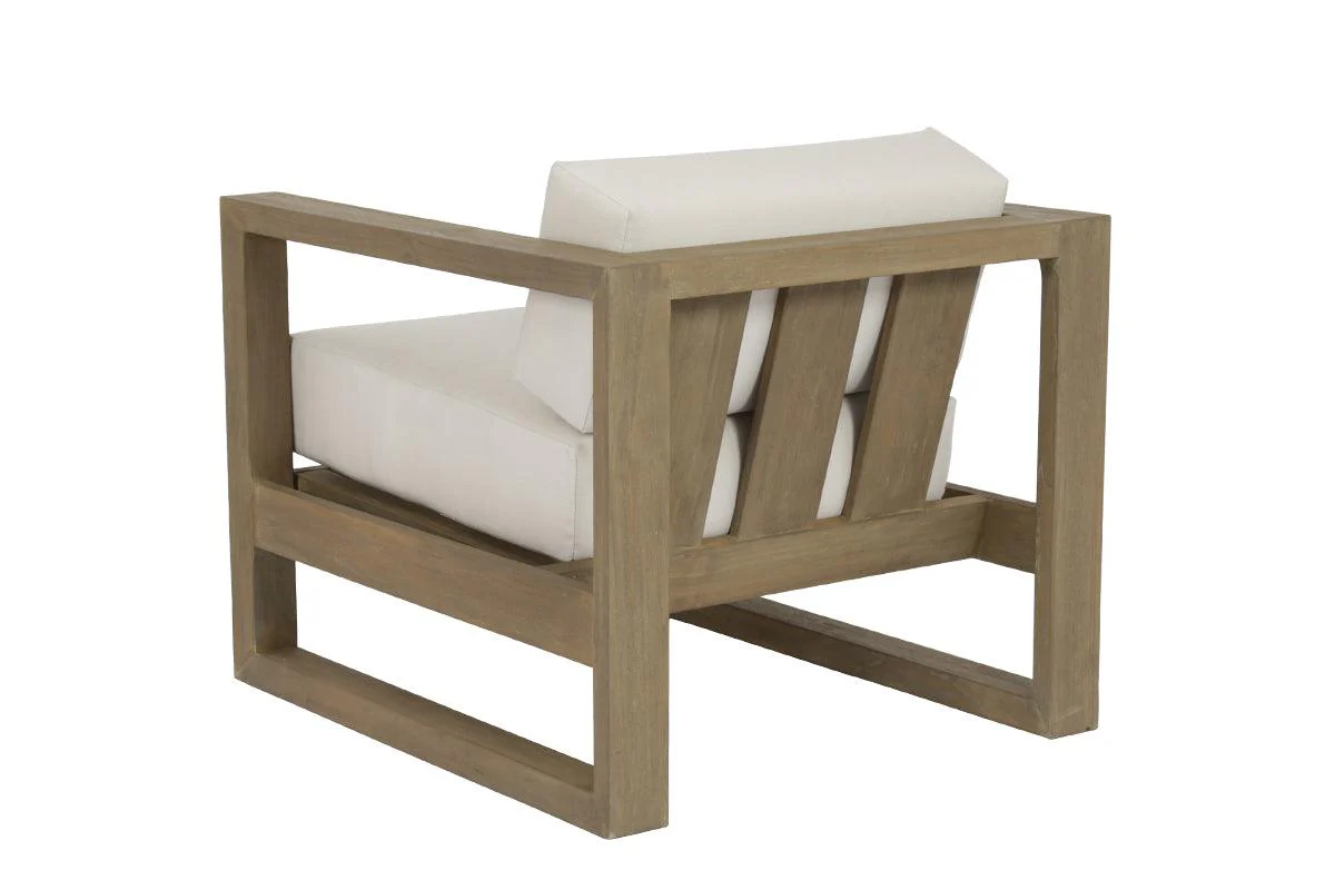 Coastal Teak Club Chair in Canvas Canvas, No Welt - Image 3
