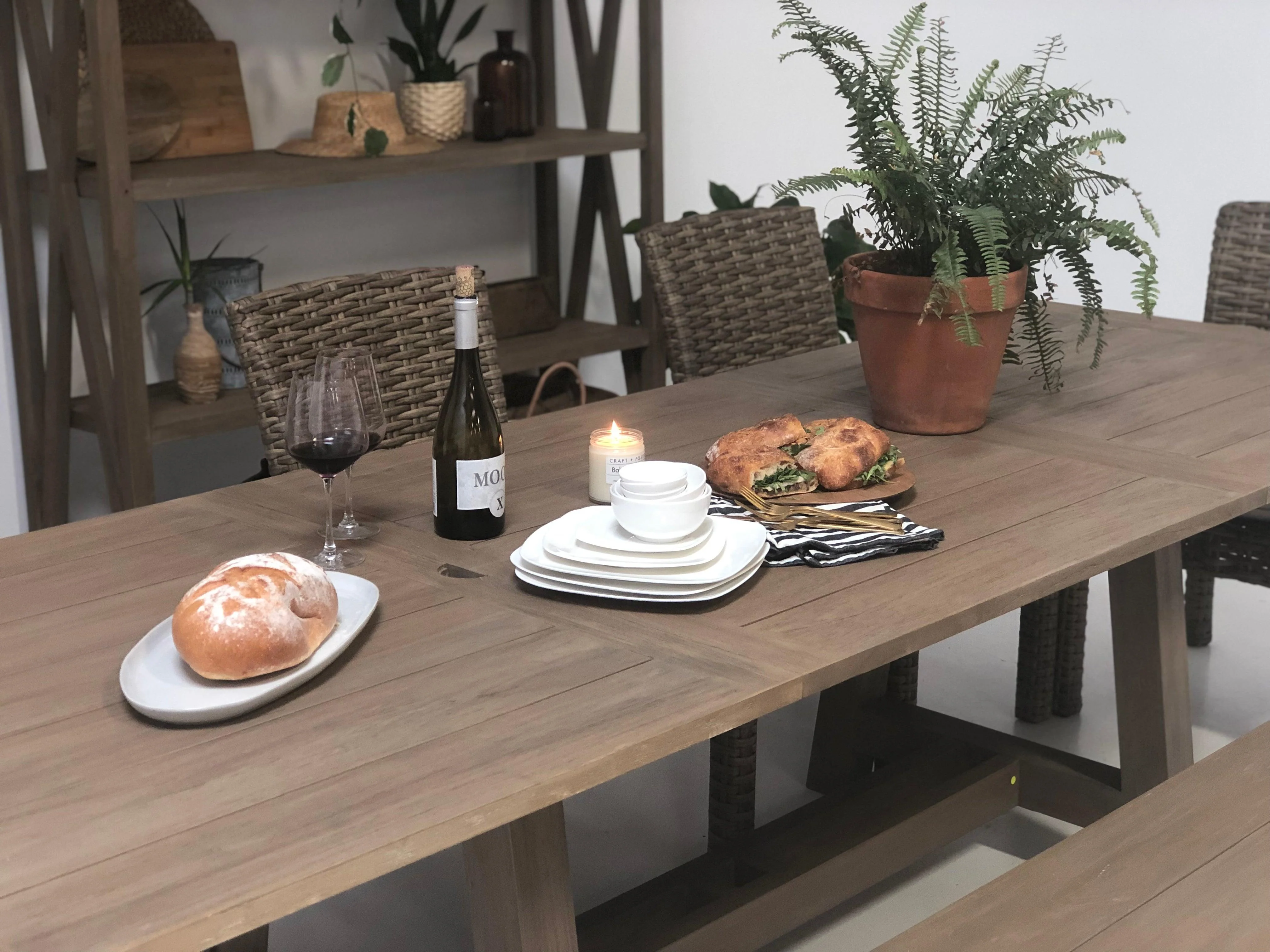 Coastal Teak Dining Table with Leaf Extension - Image 6