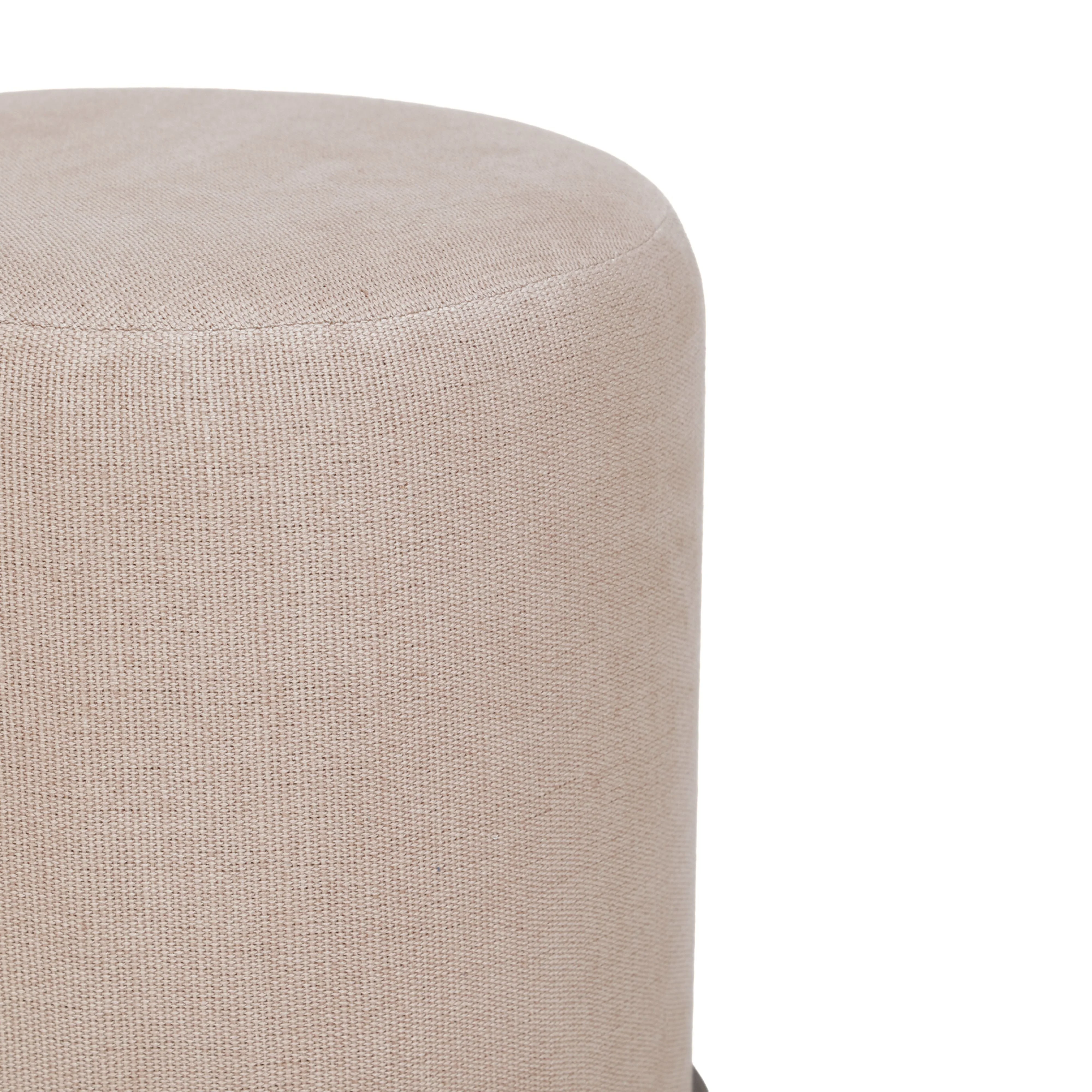 Como Burl and Saddle Brown Cotton Jute Contract-Grade Accent Stool - Image 4