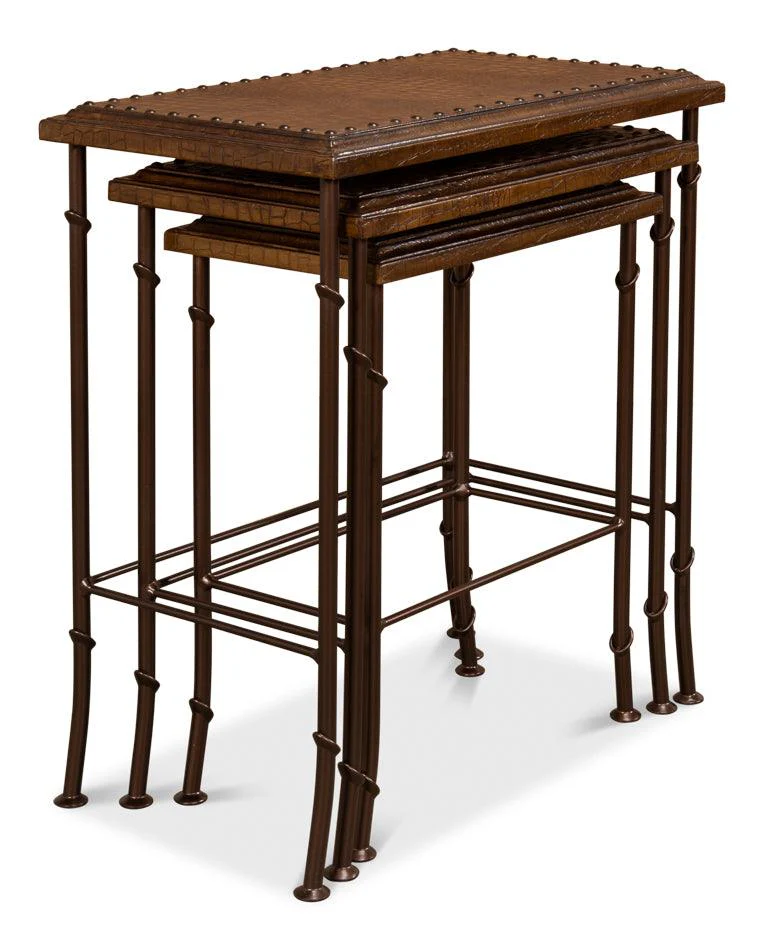Croc Leather Nesting Tables - Image 4