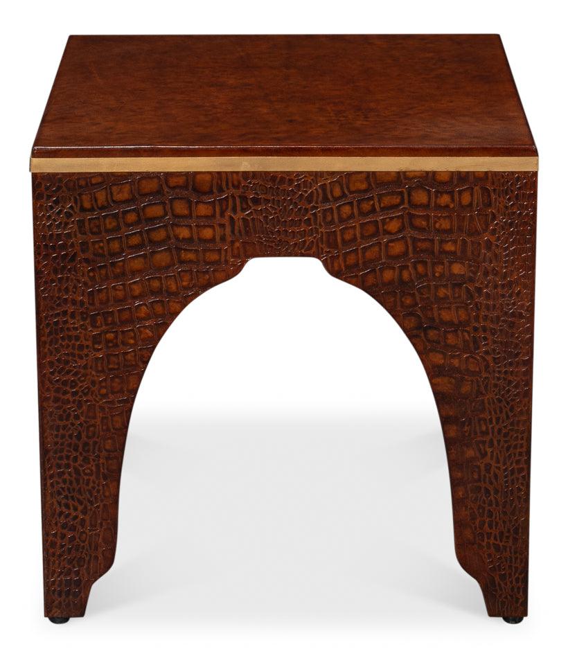 Croco Embossed Leather Stool - Image 7