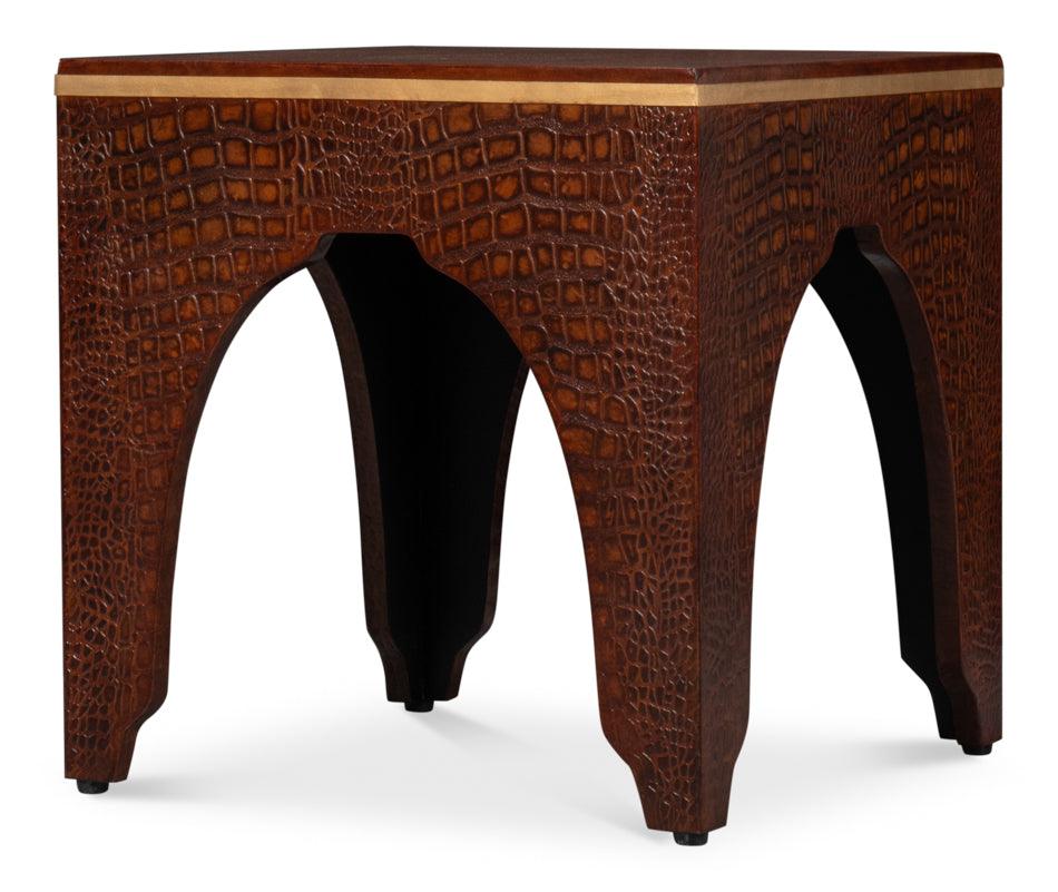 Croco Embossed Leather Stool - Image 9