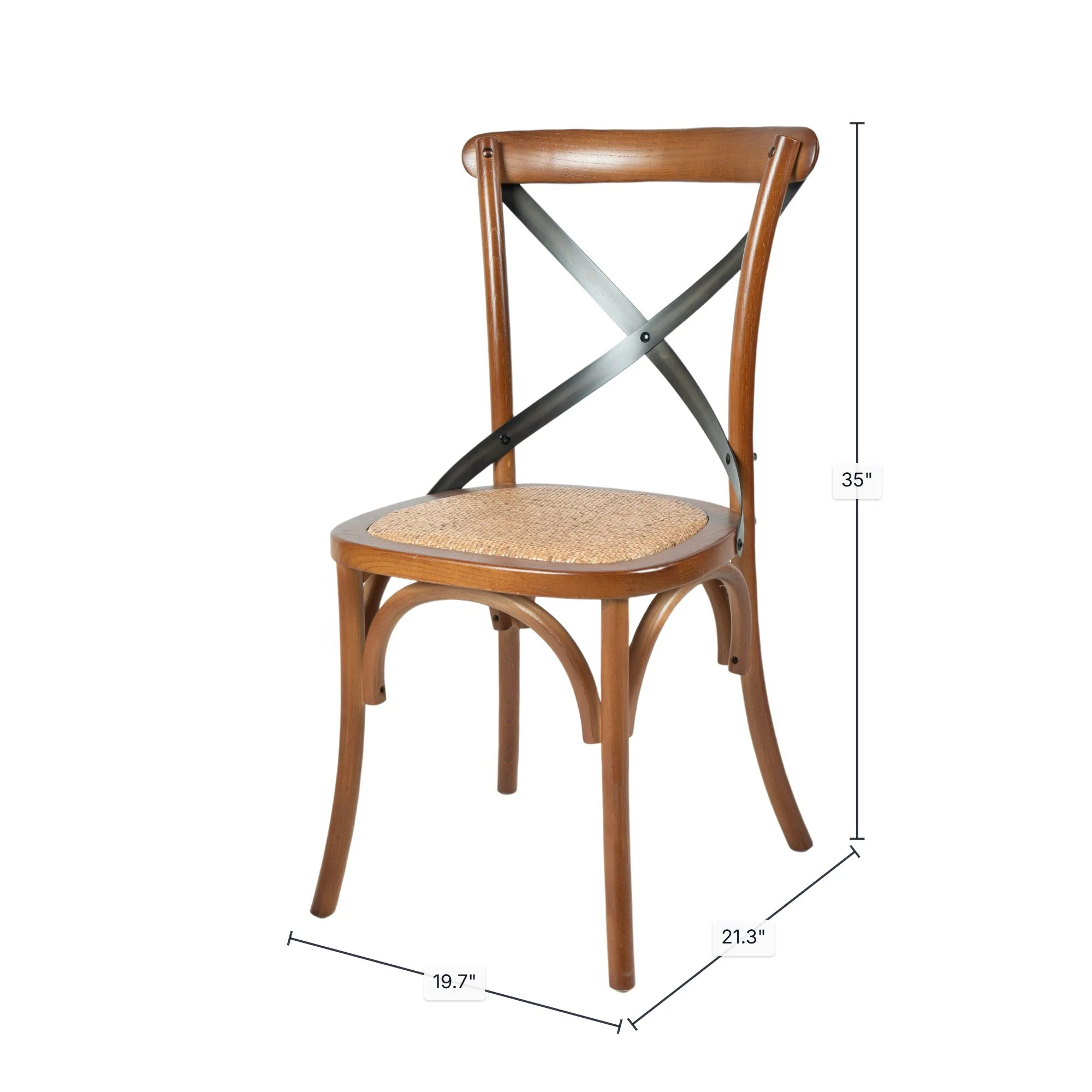 Cross Back Chair w/ Rattan Seat - Image 2