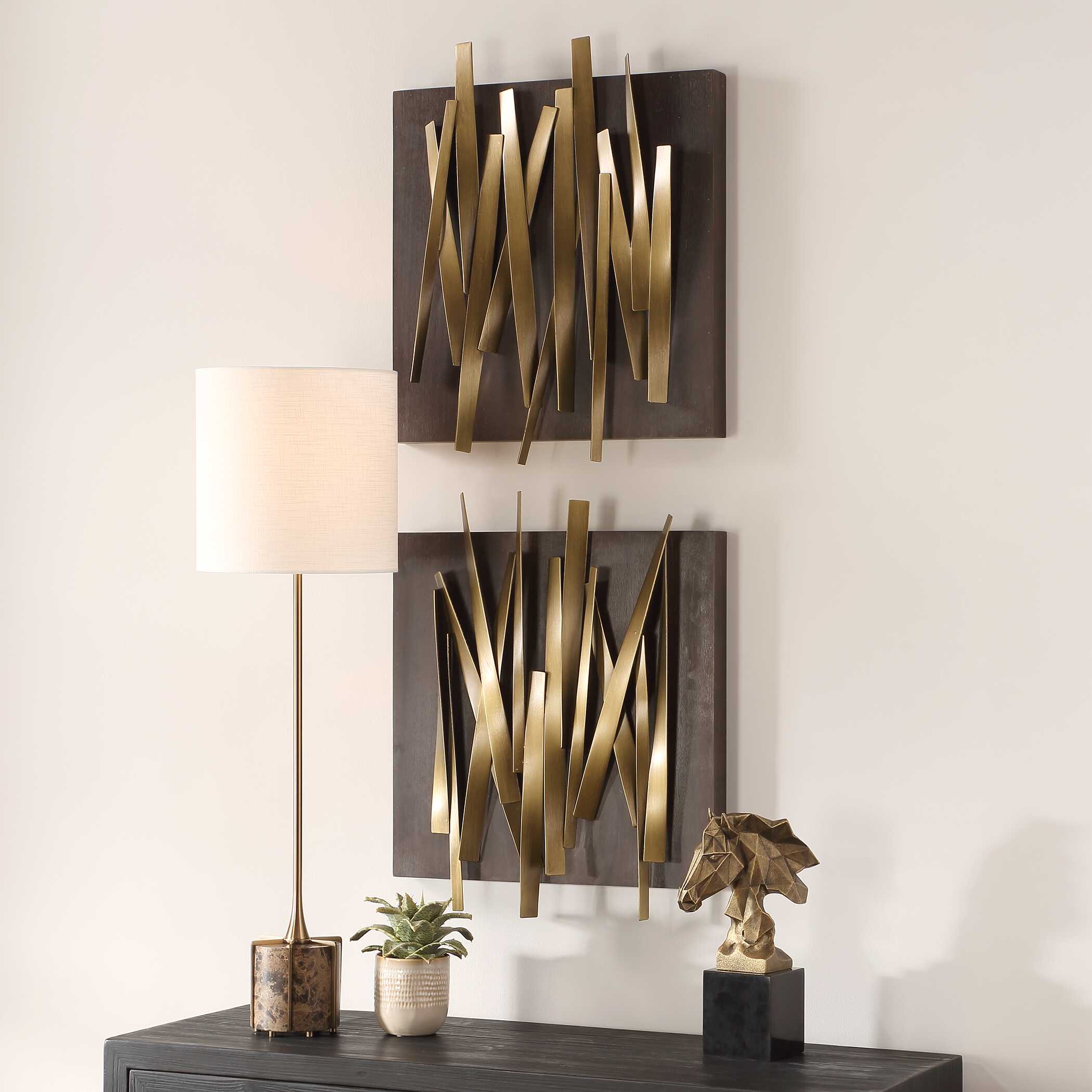 Crosshatch Metal Wall Decor - Set of 2 - Image 3