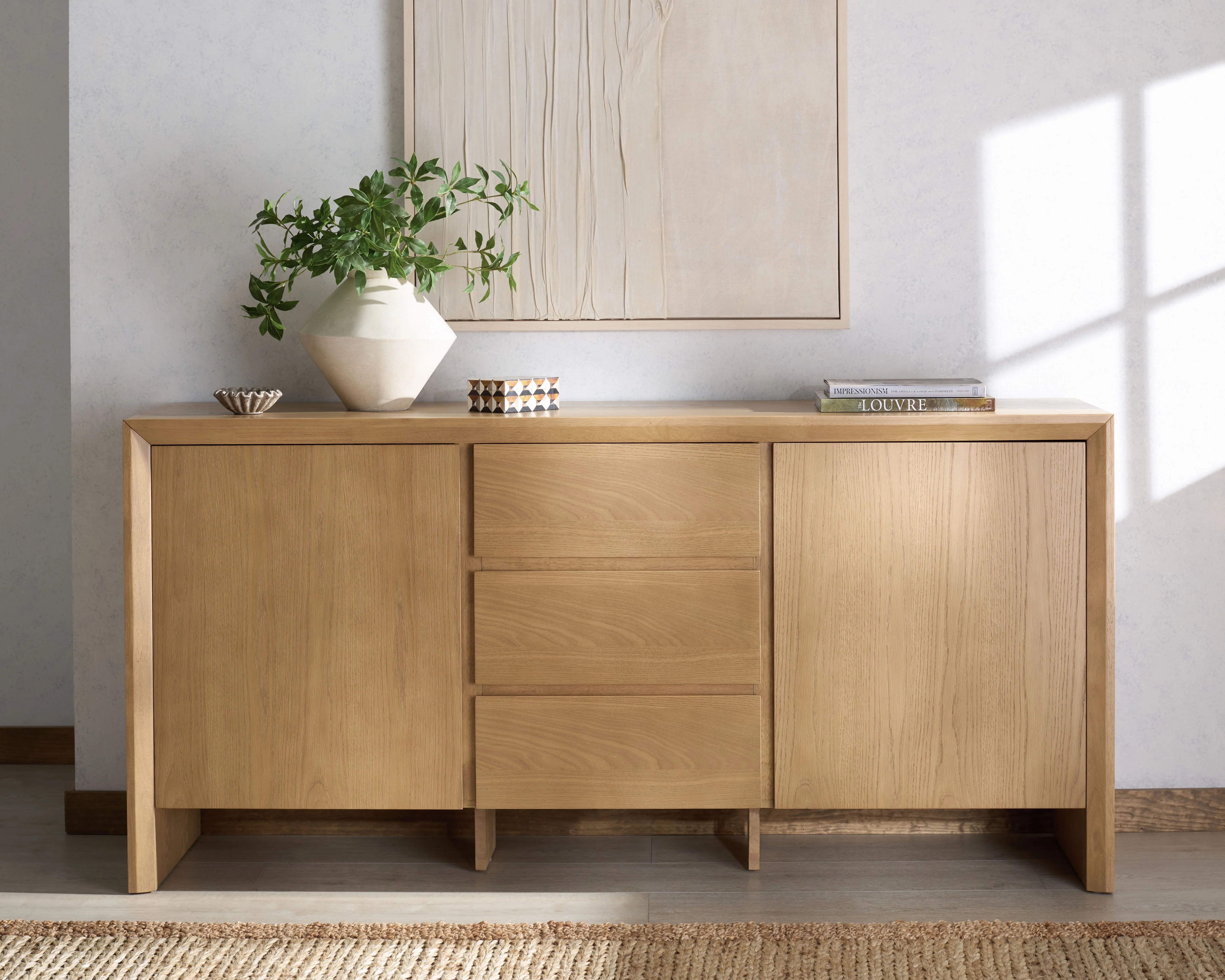 Darnell Wood 3 Drawer Sideboard - Image 2