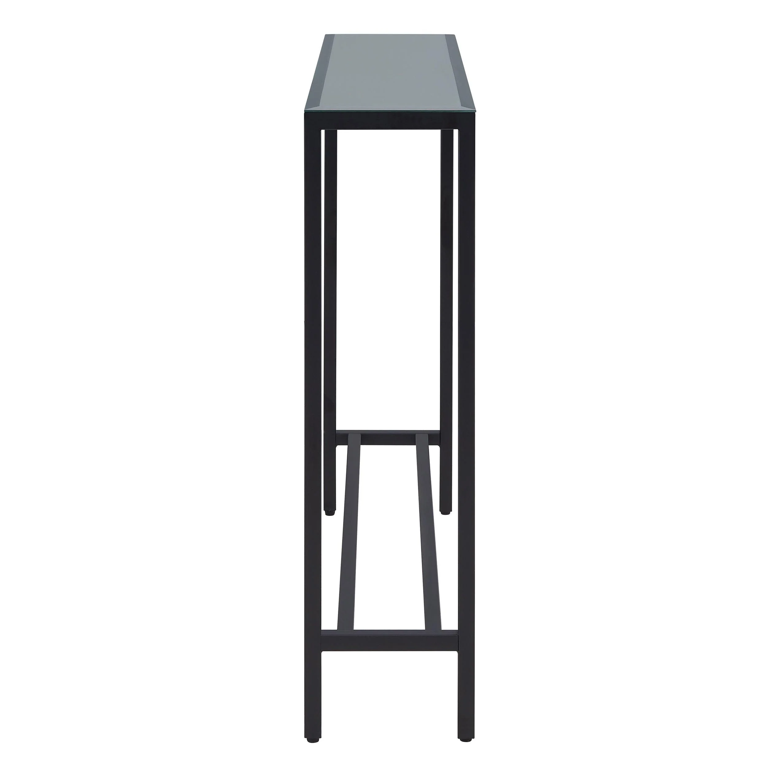 Darrin Narrow Long Console Table w/ Mirrored Top – Black - Image 7