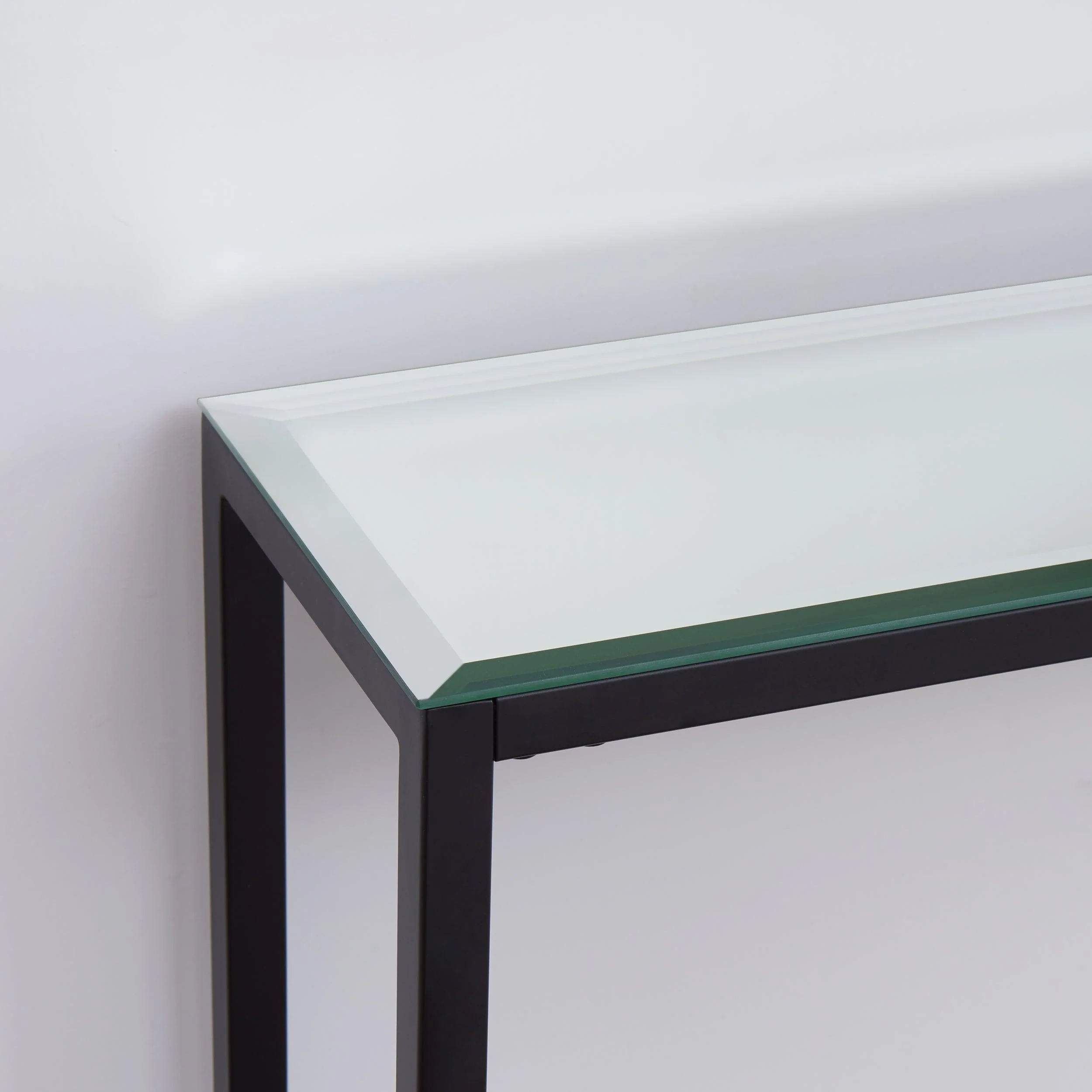Darrin Narrow Long Console Table w/ Mirrored Top – Black - Image 9