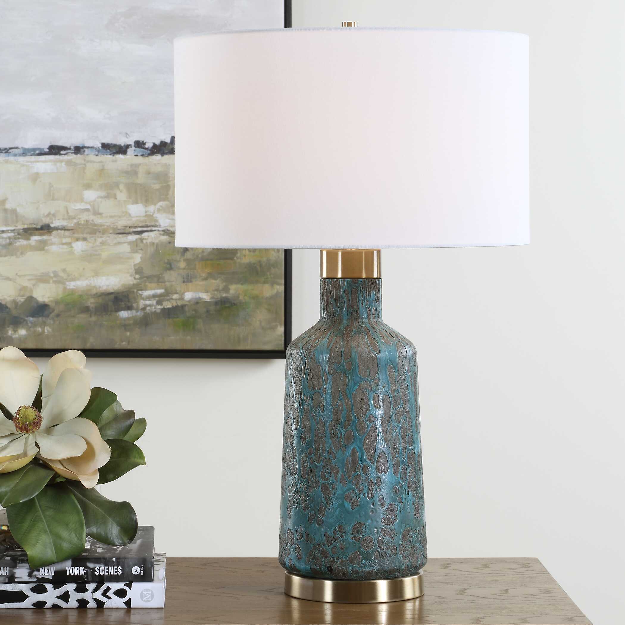 Dauphine Cracked Teal Table Lamp - Image 2