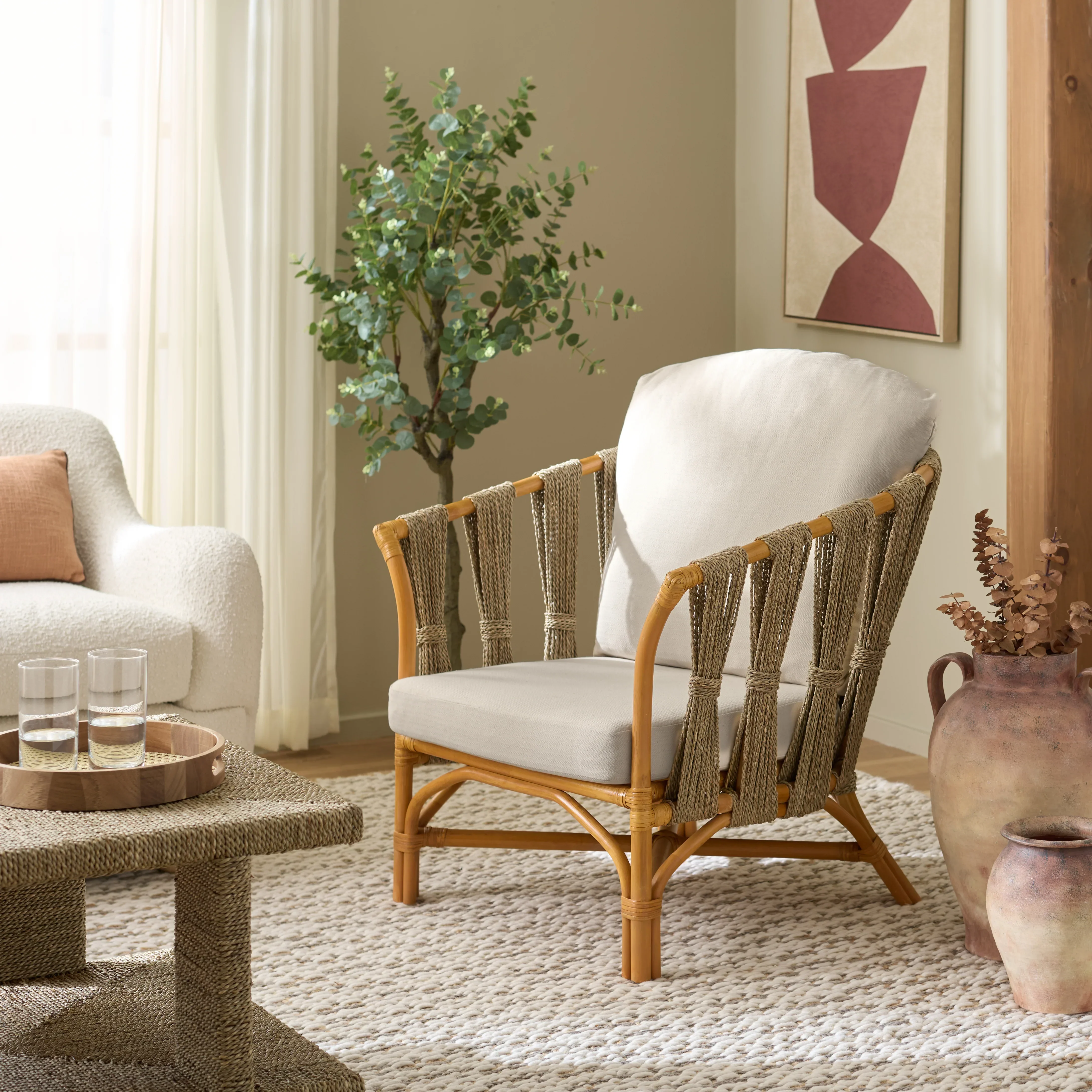 Donatello Rattan Pole Accent Chair - Image 2