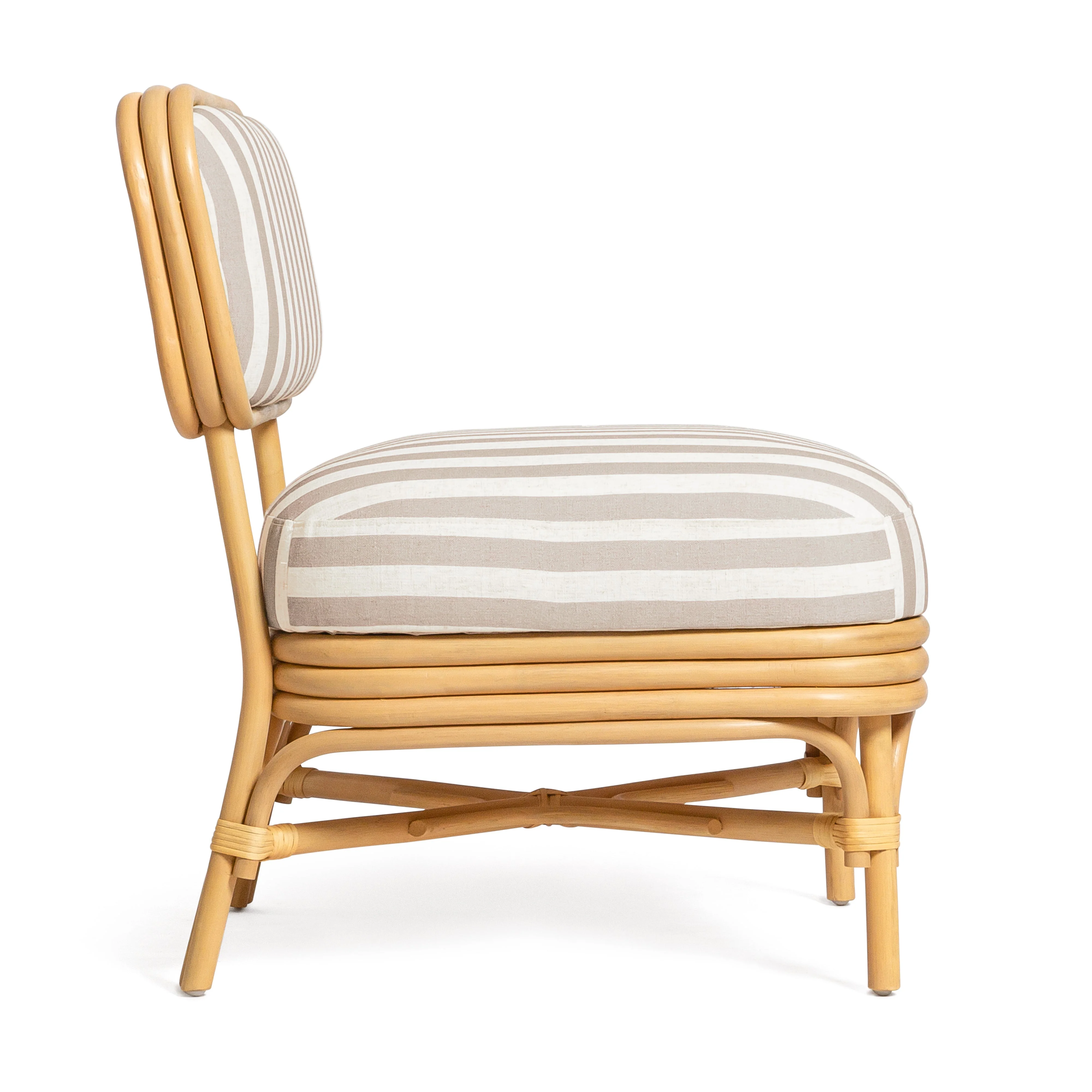 Dorine Striped Performance Linen &amp; Rattan Accent Chair - Image 10