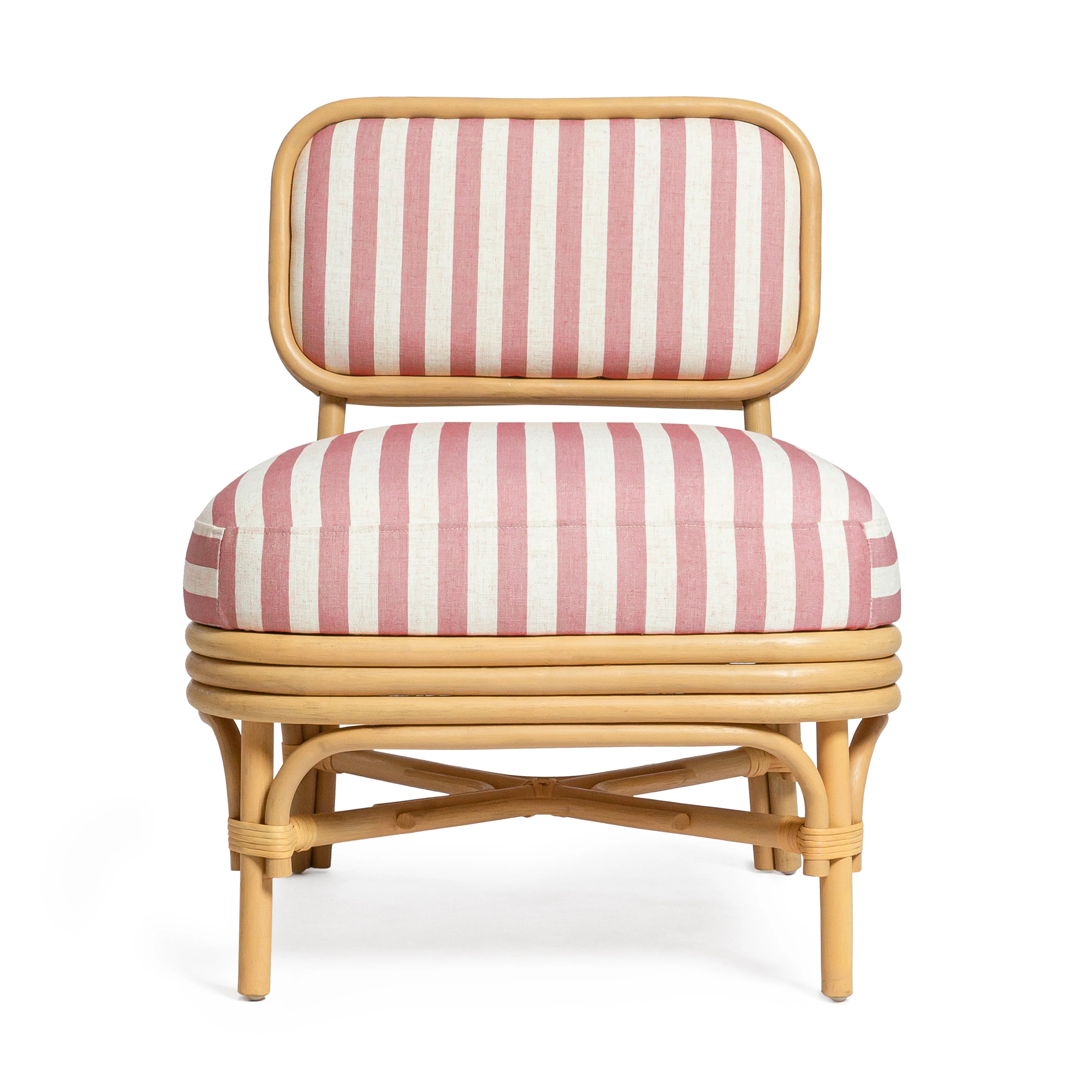Dorine Striped Performance Linen &amp; Rattan Accent Chair - Image 15