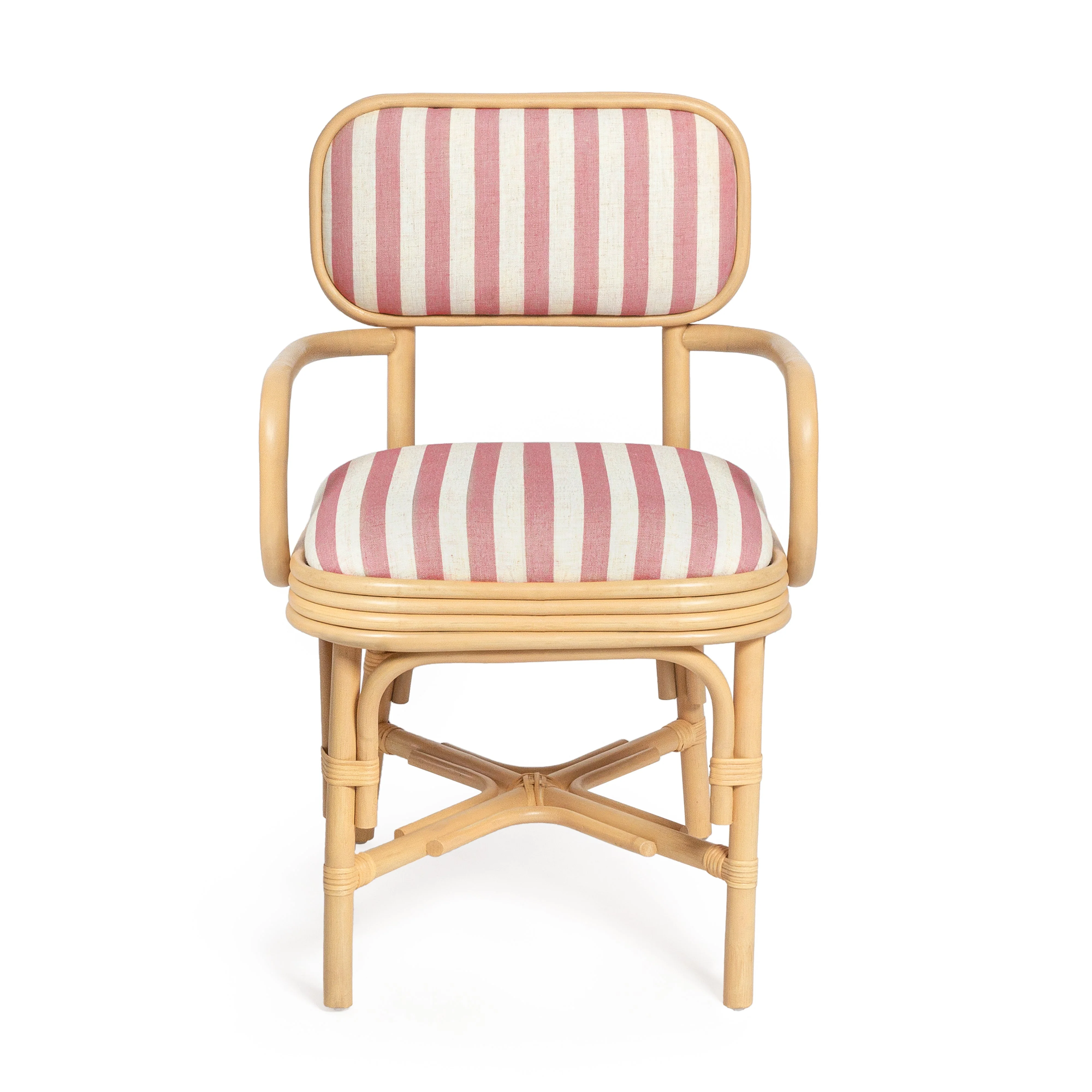 Dorine Striped Performance Linen & Rattan Dining Armchair - Image 15