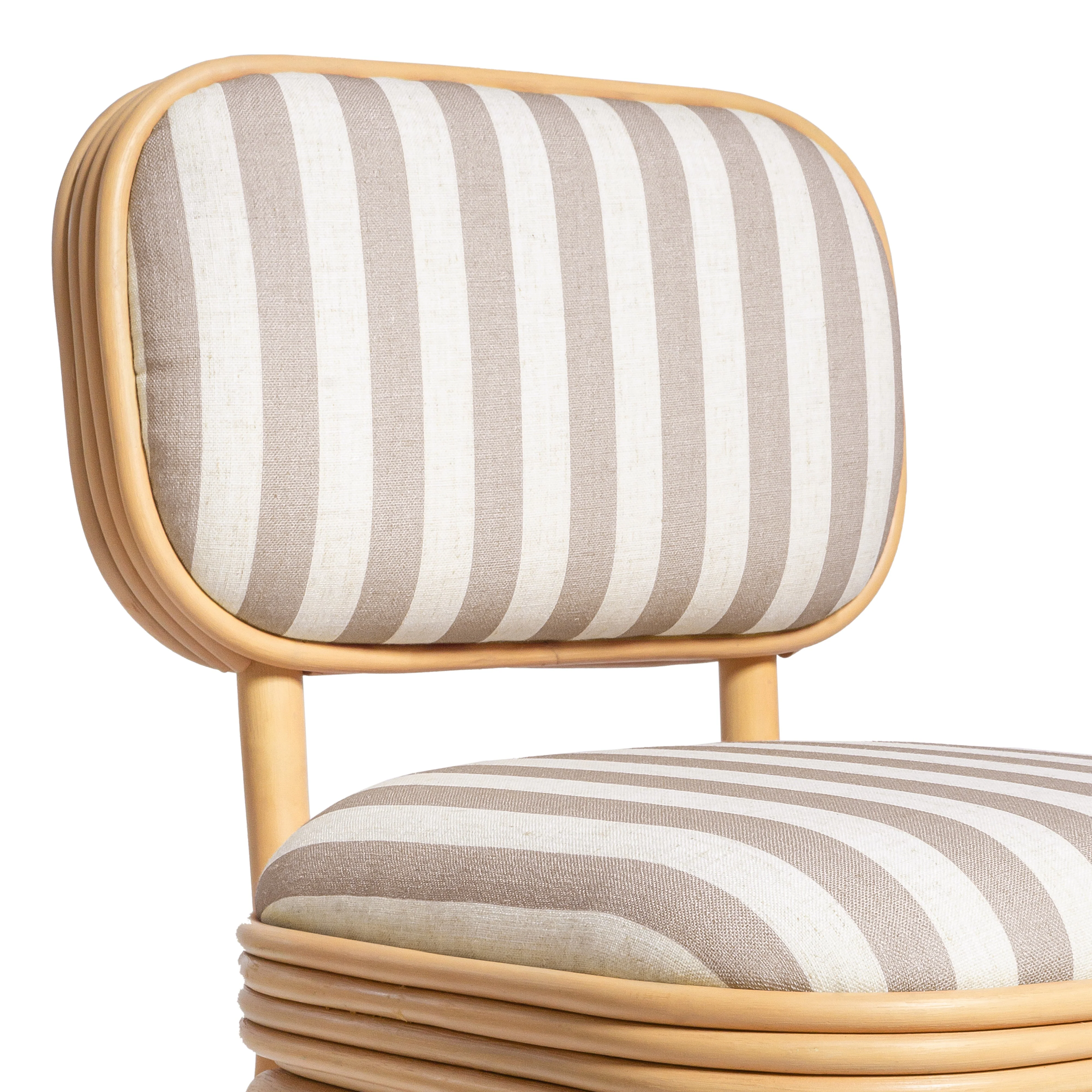Dorine Striped Performance Linen &amp; Rattan Dining Chair - Image 12