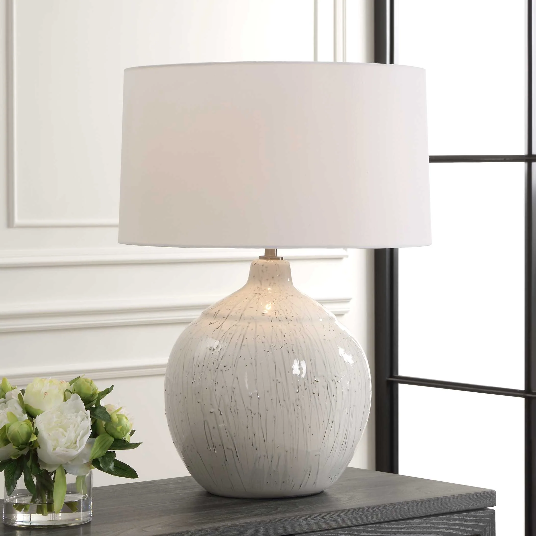 Dribble White Glaze Table Lamp - Image 2