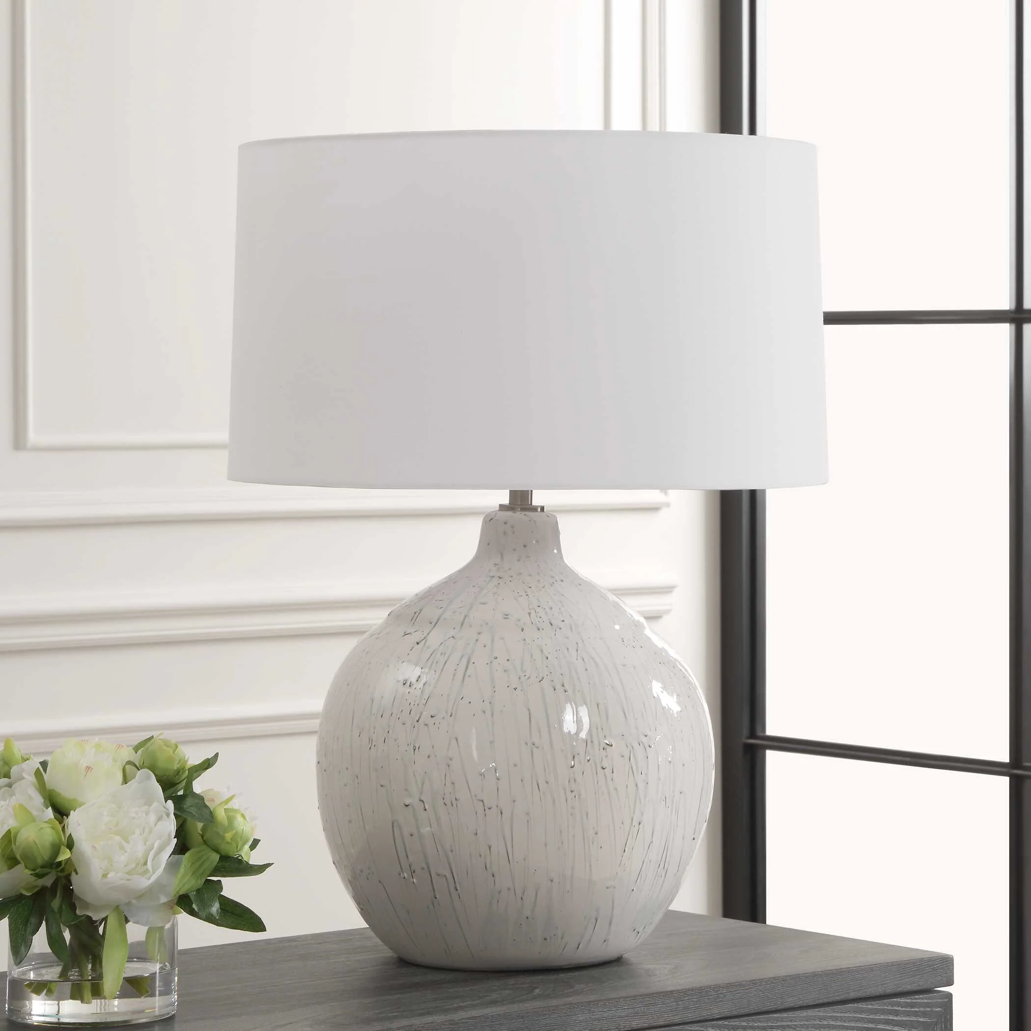Dribble White Glaze Table Lamp - Image 3