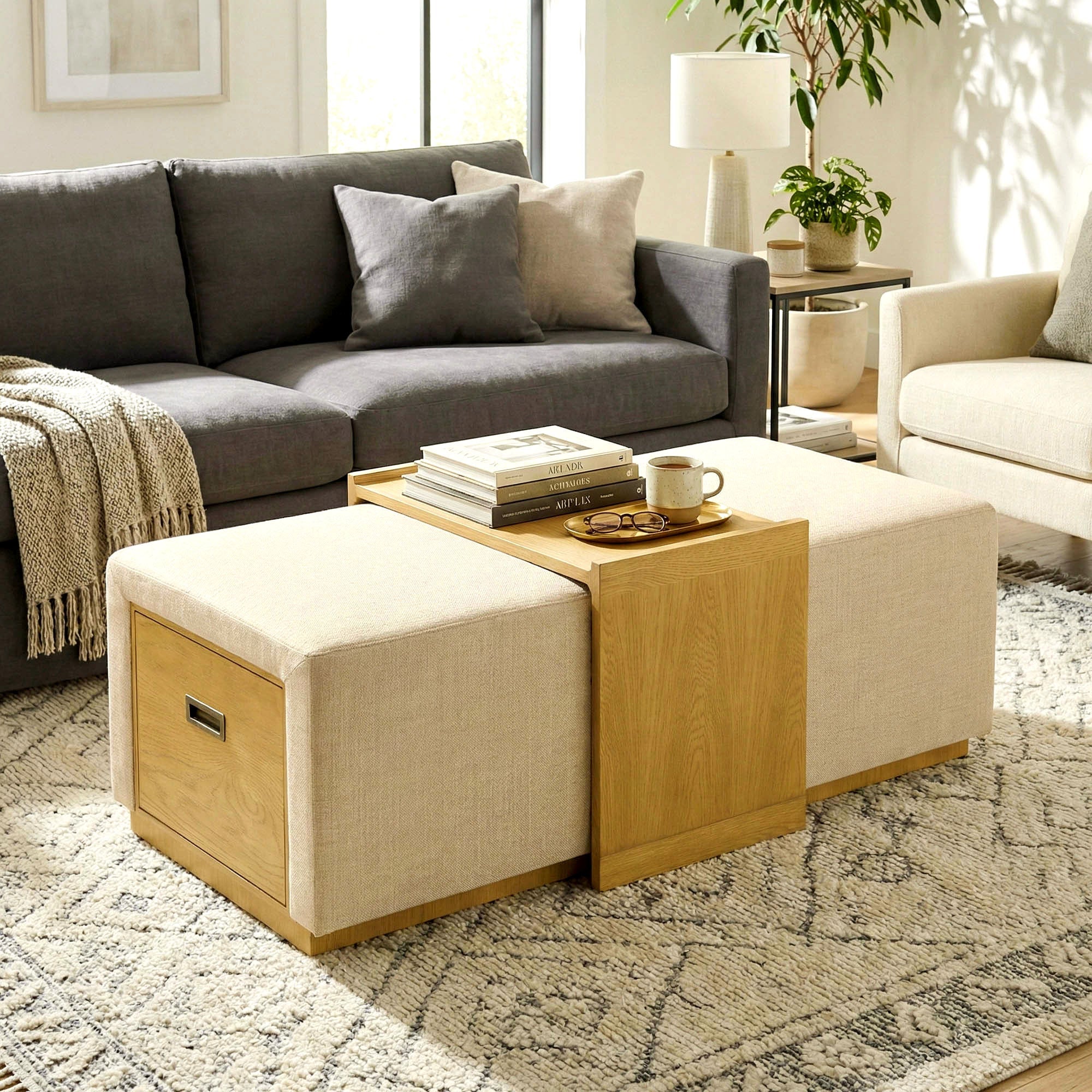 Elara Storage Ottoman - Barley Chenille - Image 2