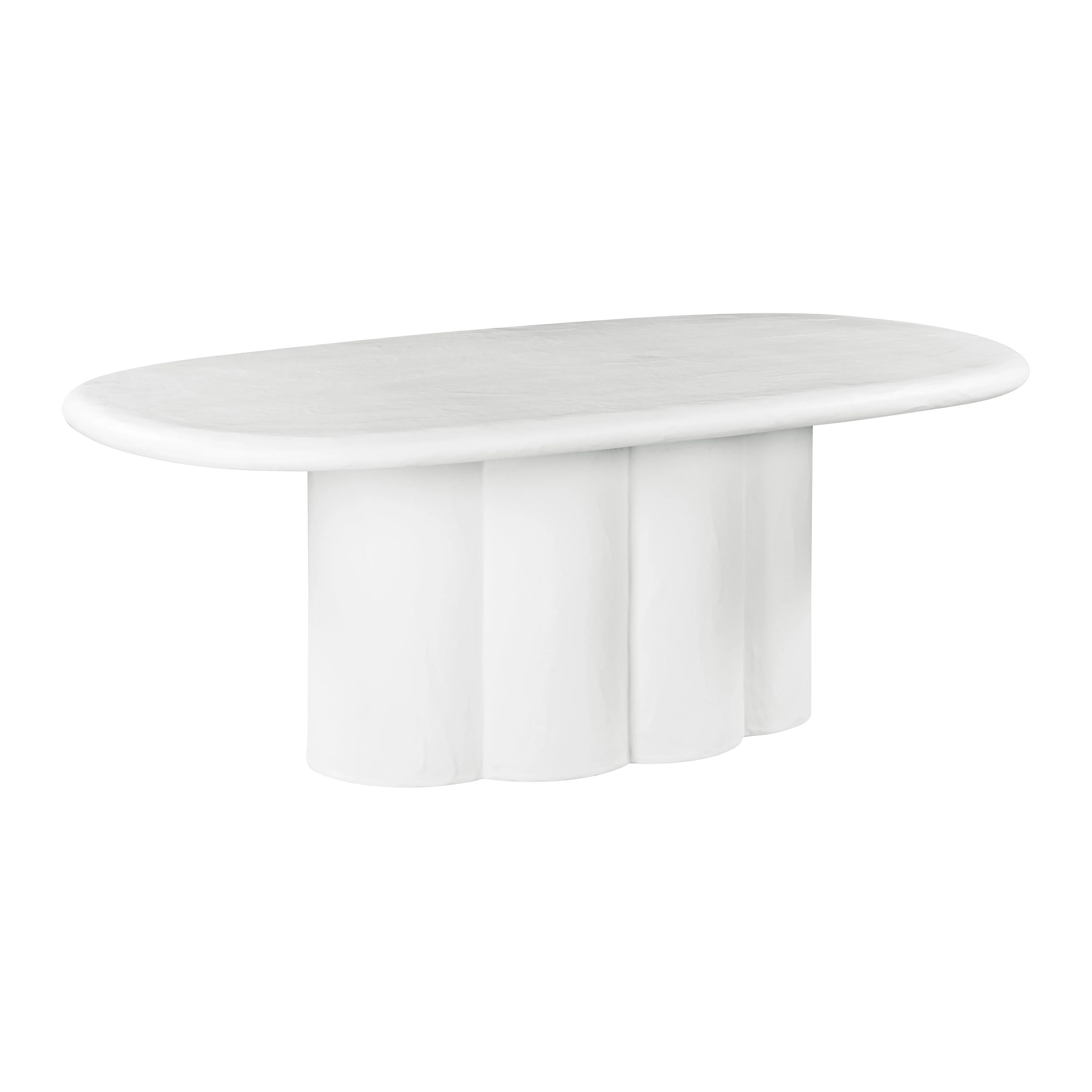 Elika White Faux Plaster Oval Dining Table - Image 3