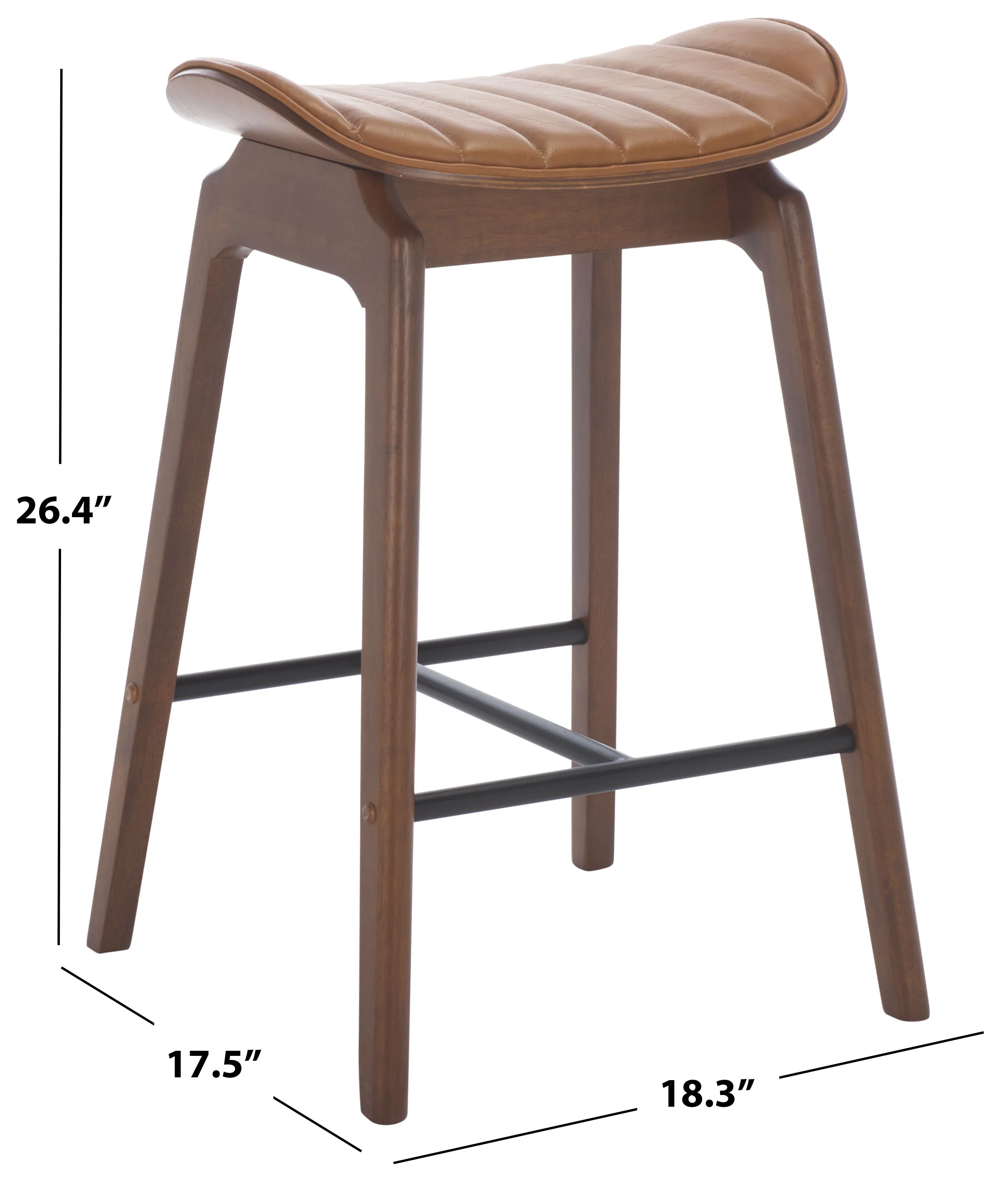 Elline Wood And Vegan Leather Counter Stool - Set of 2 - Image 6