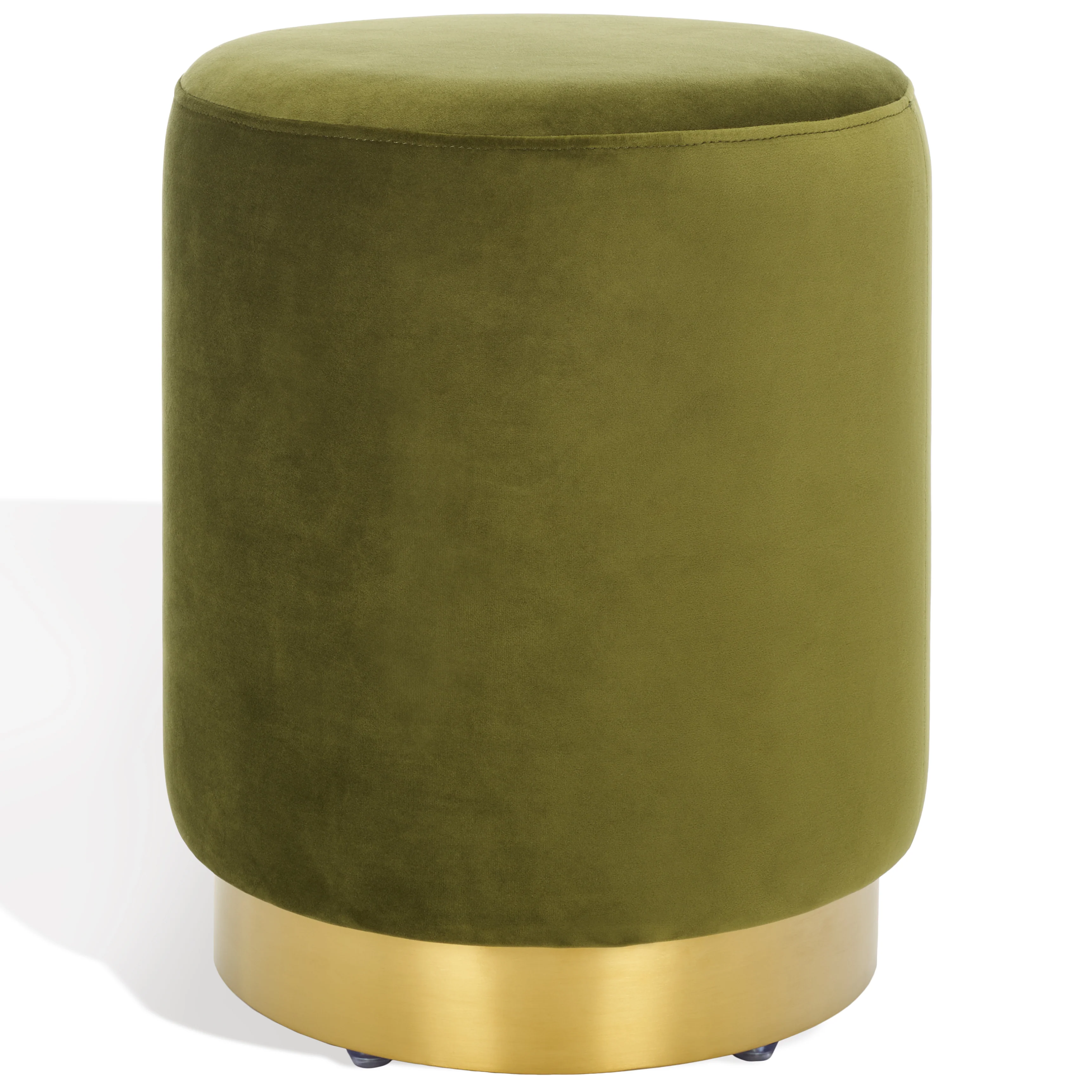 Elsworth Velvet Ottoman With Brass Base - Image 5