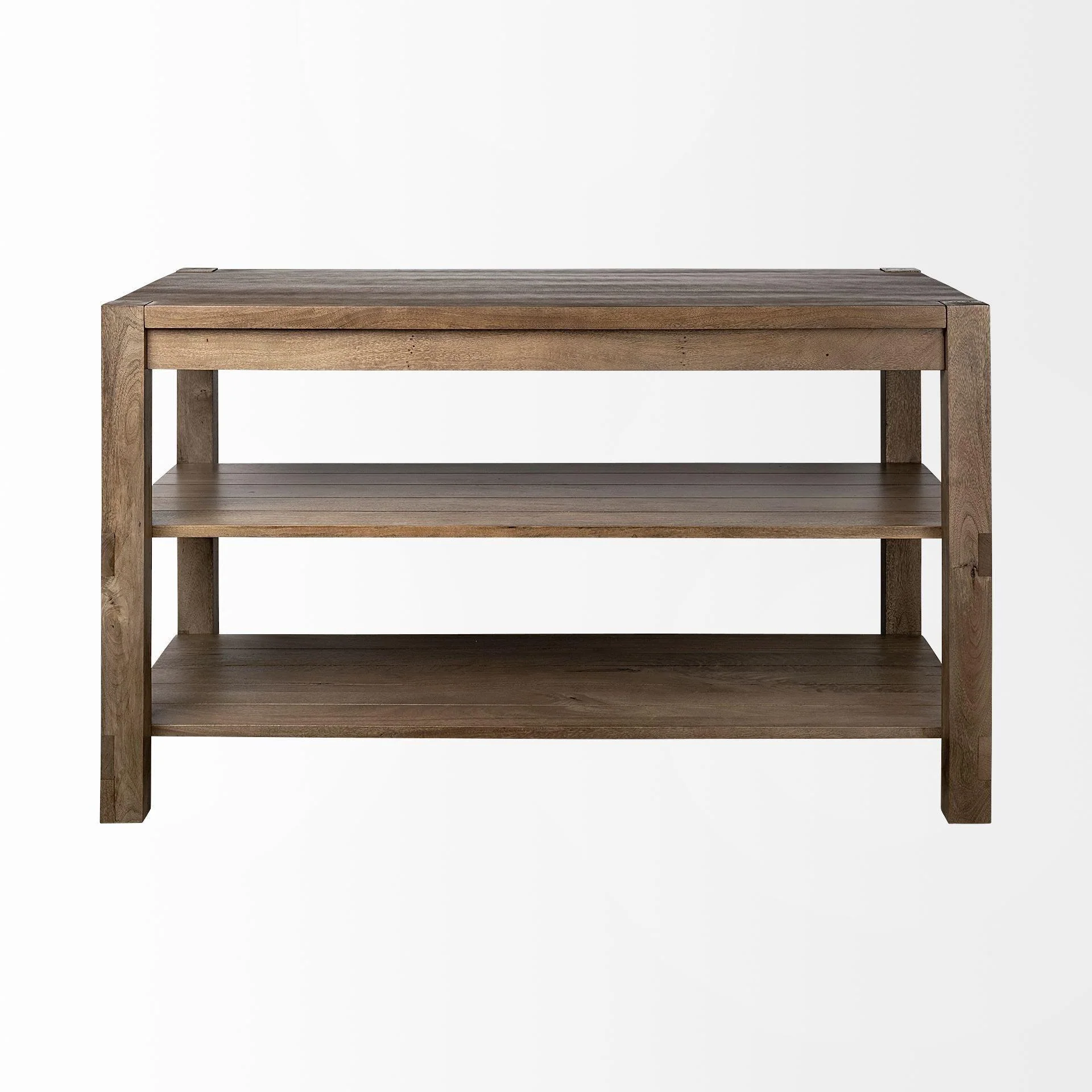 Emeril Brown Solid Wood Two-Tier Smooth Counter Top Kitchen Island - Image 2
