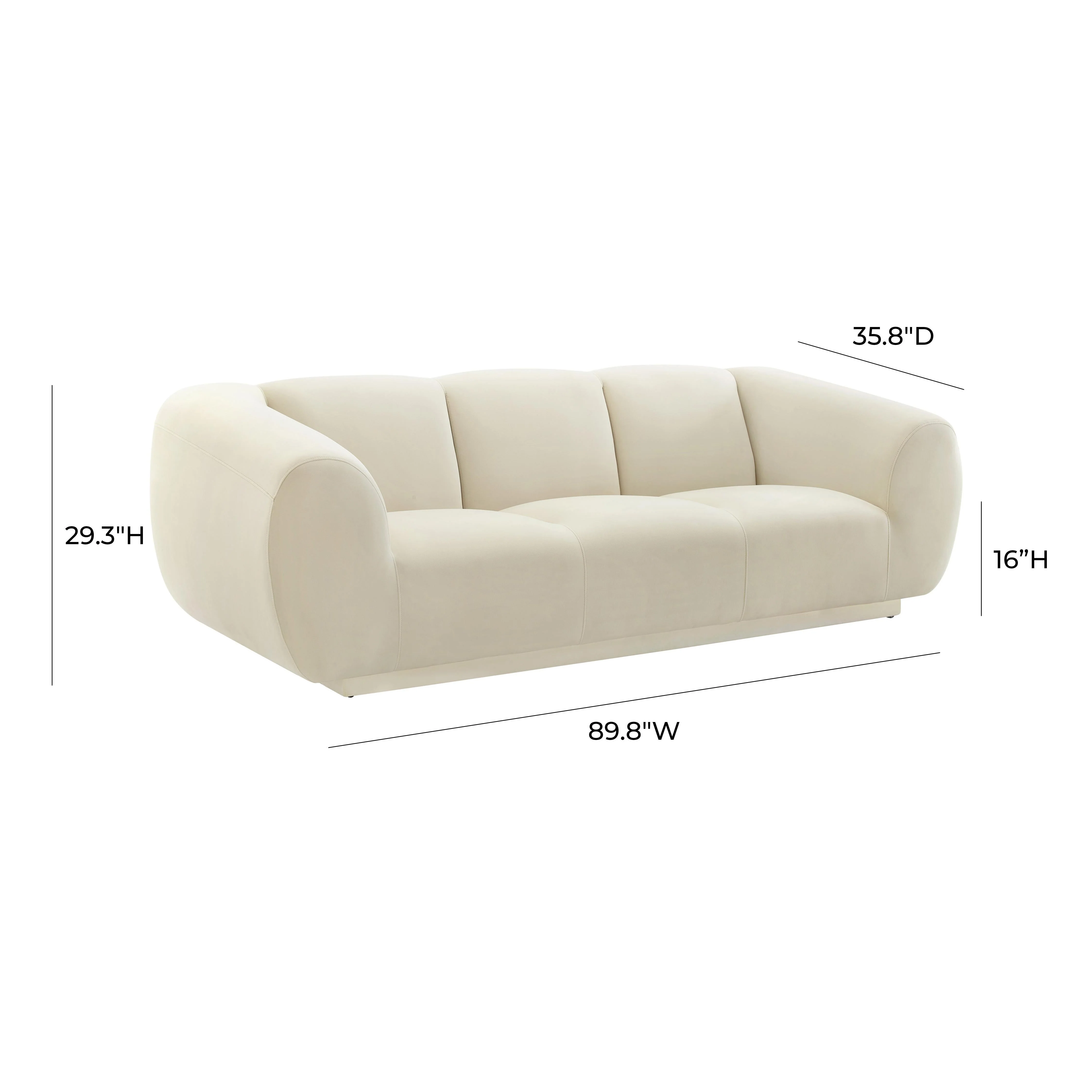 Emmet Cream Velvet Sofa - Image 6