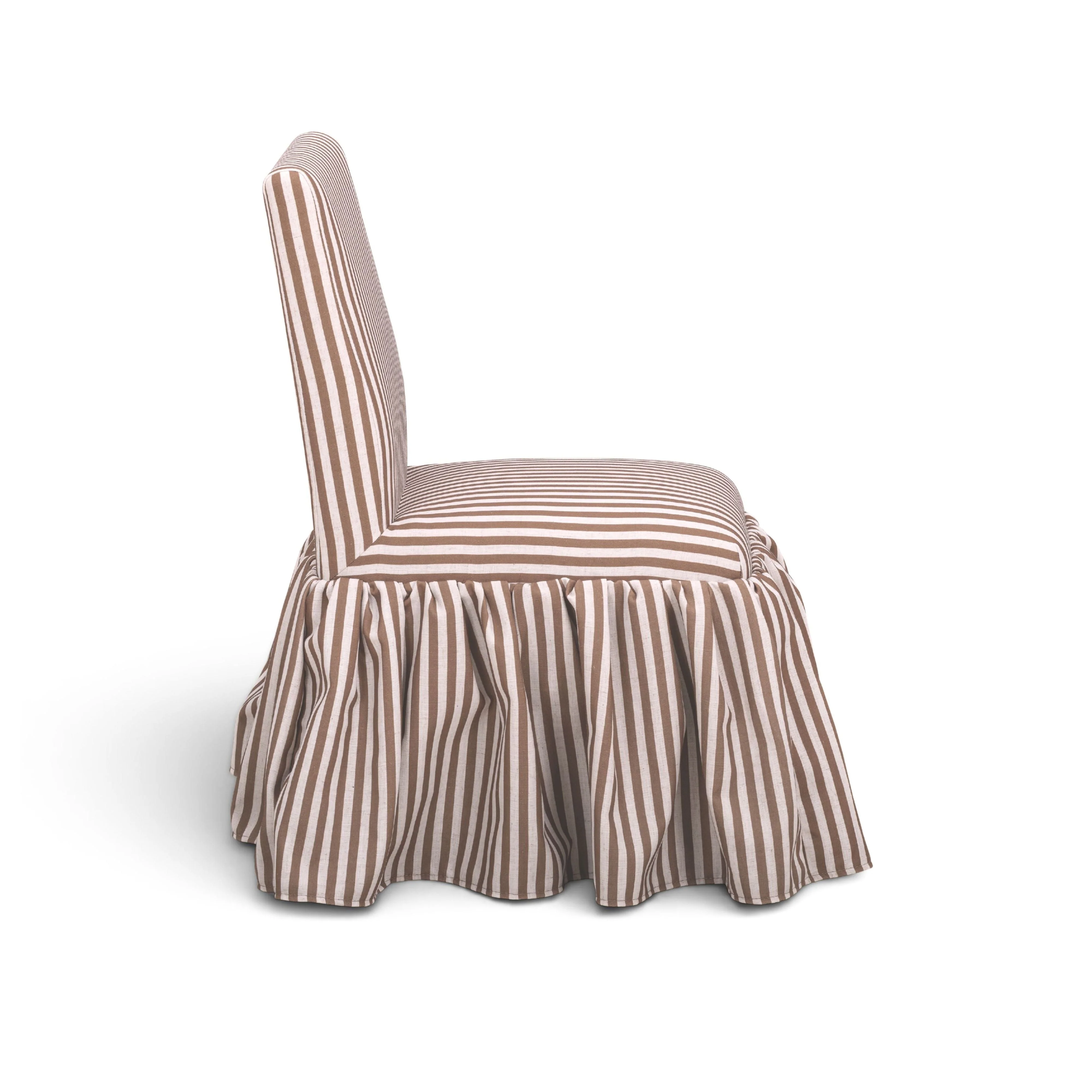 Gertrude Striped Performance Linen Skirted Dining Chair - Image 3