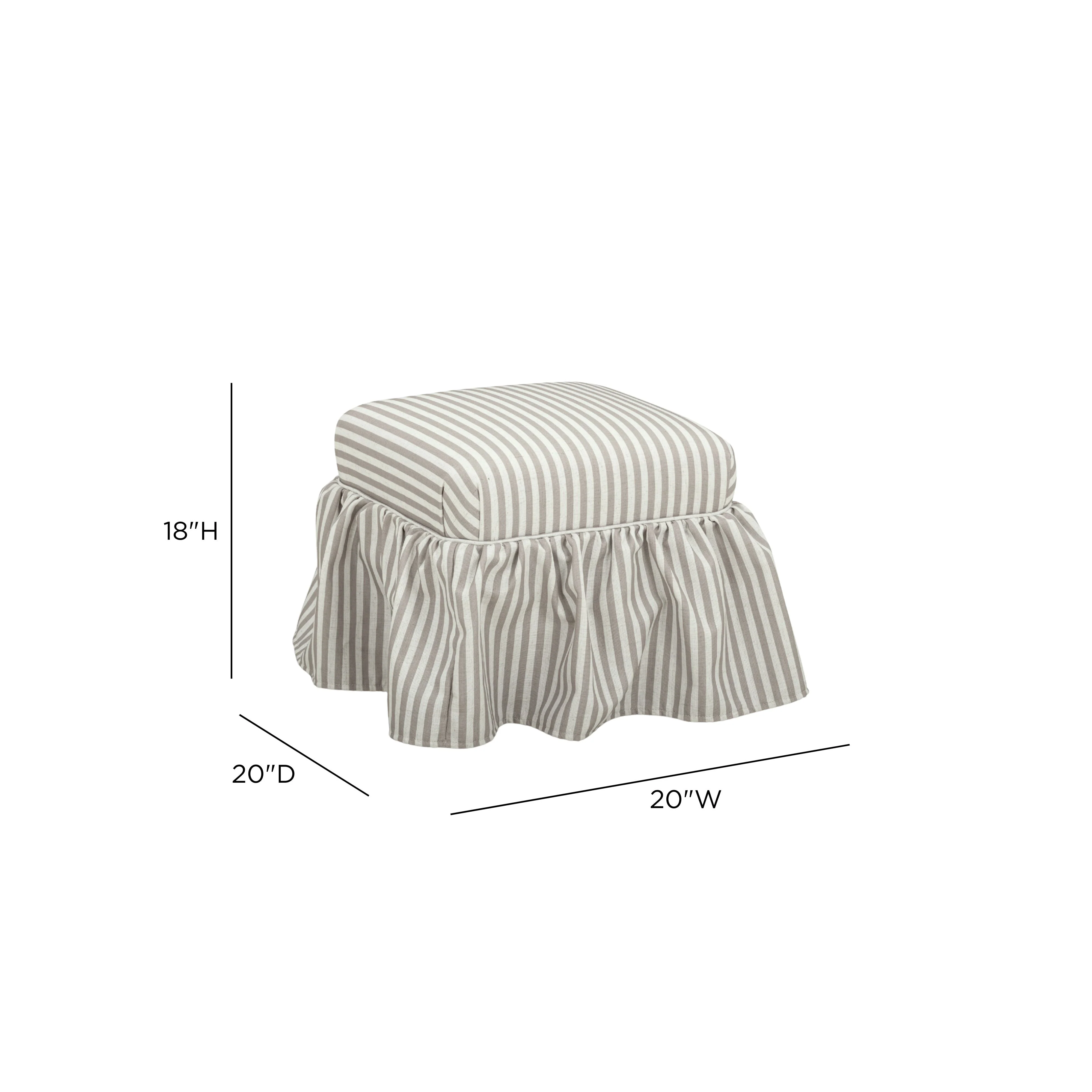 Gertrude Striped Performance Linen Skirted Ottoman - Image 12