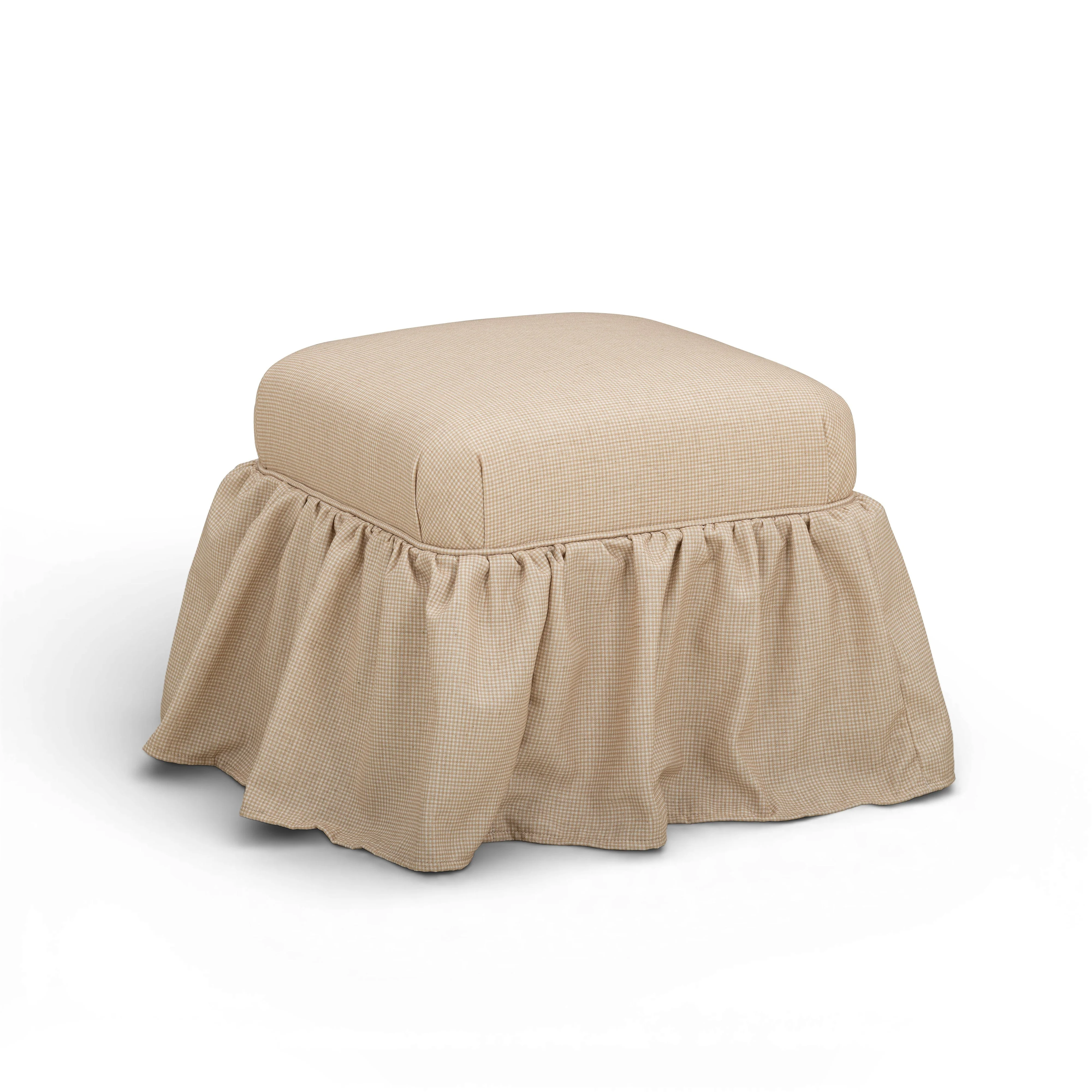 Gertrude Yellow Gingham Performance Linen Skirted Ottoman - Image 3
