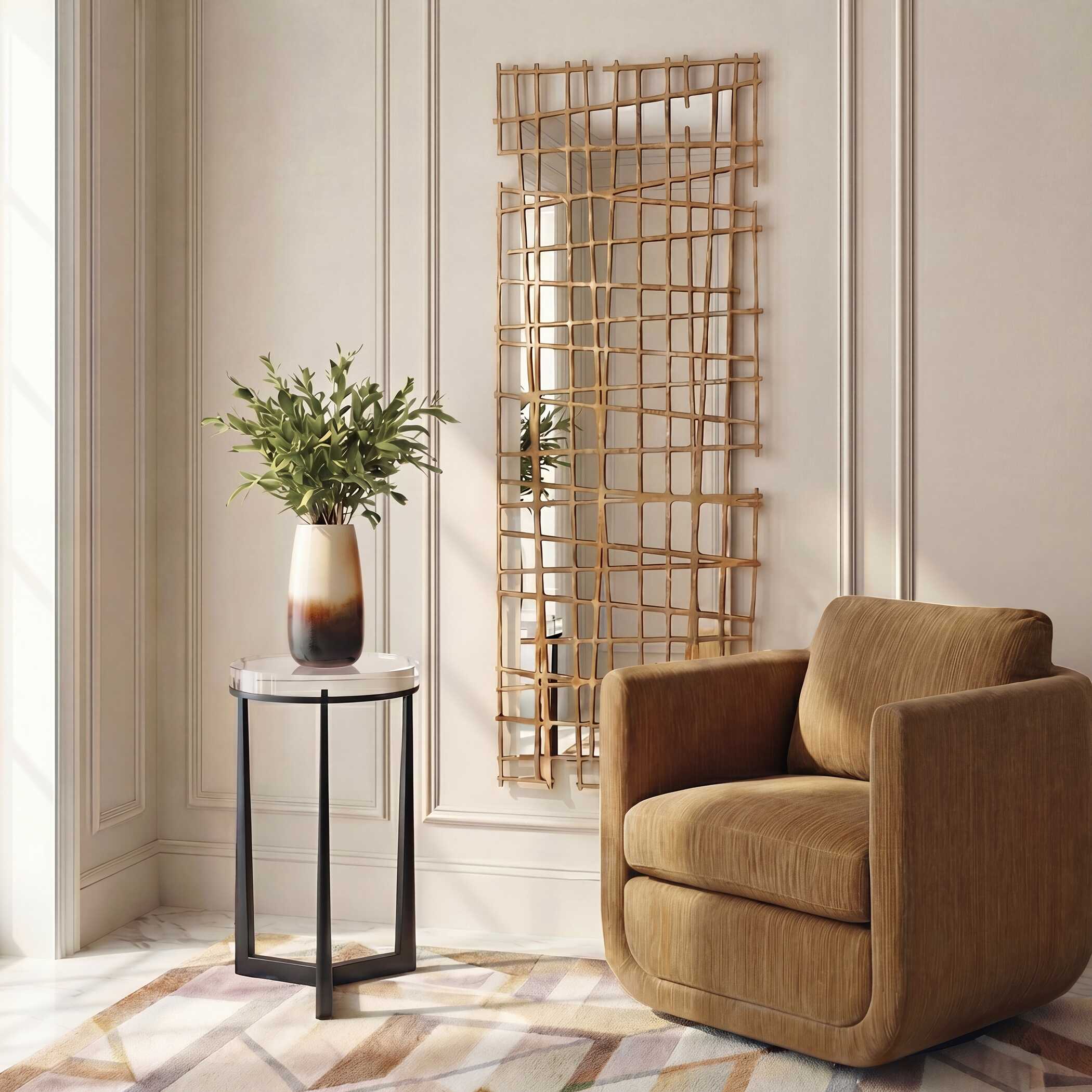 Golden Intersection Mirrored Wall Decor - Image 2