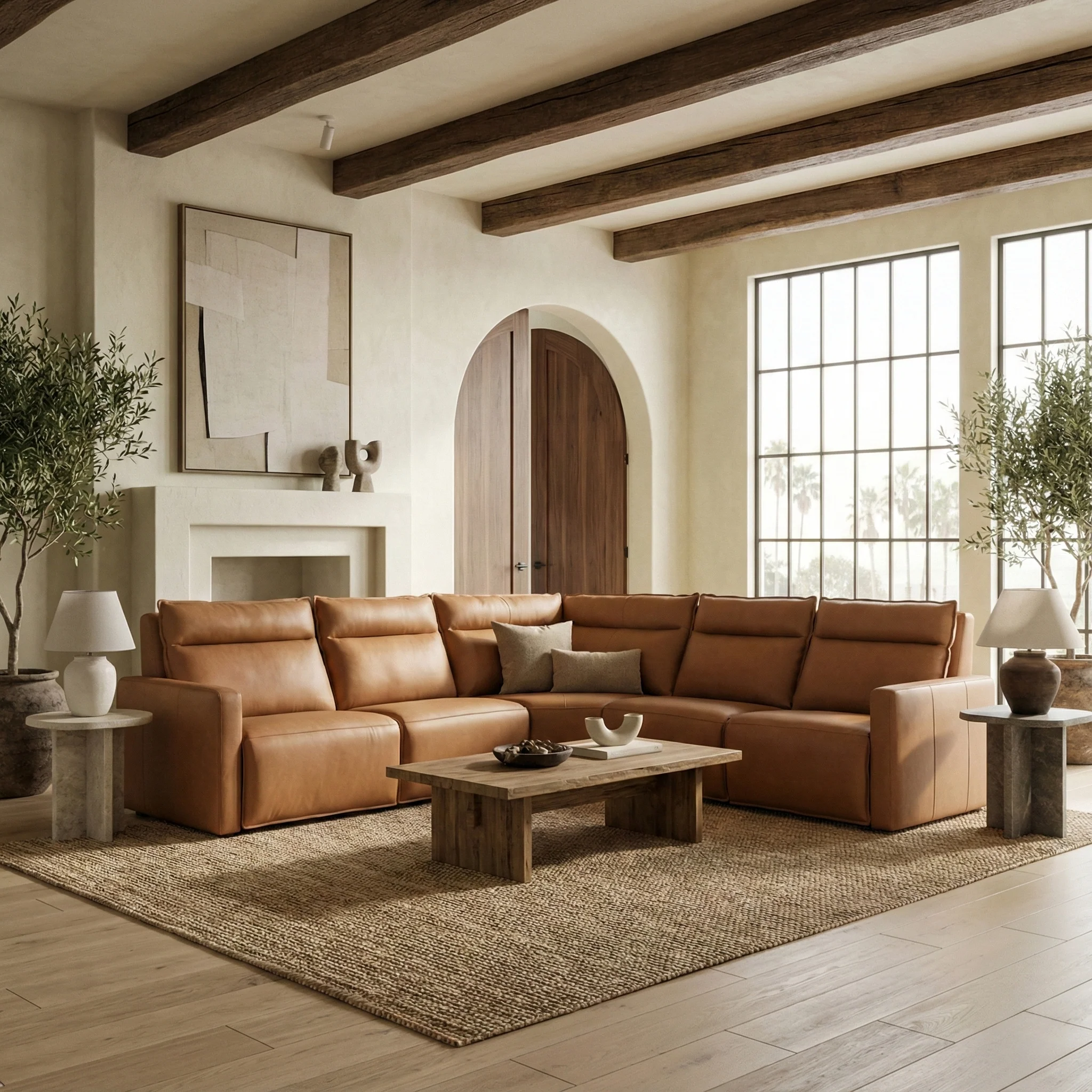 Gretel Leather L-Shaped Sectional Sofa - Image 7